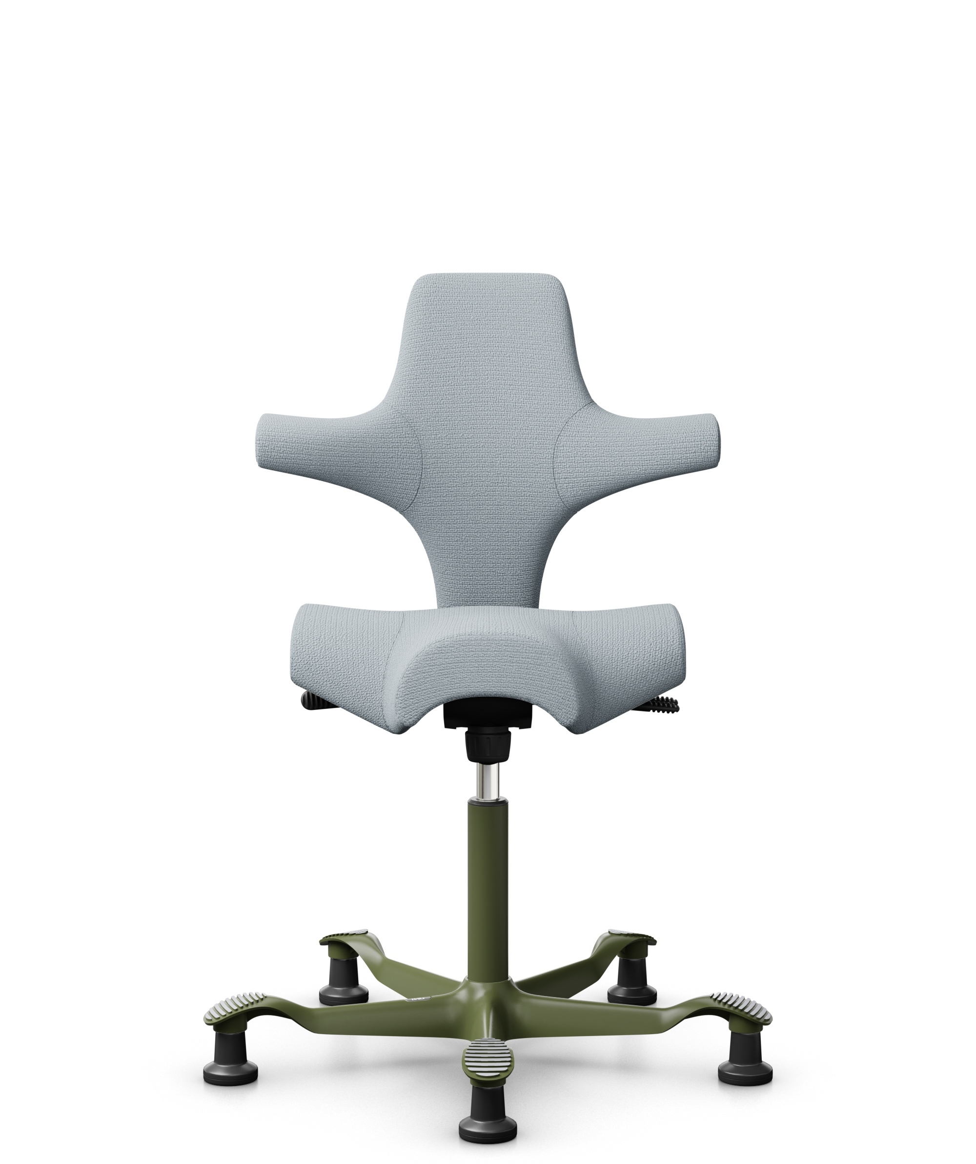 HÅG Capisco 8106 - Sirdal (GU) - Wol - SRD120 Light grey - Framekleur - Moss Grey - Gasveer - 150 mm (Zithoogte 40-55cm) - Vloercontact - Glijdoppen - Voetenring - Nee, geen voetenring - Voetster - Nee, voetster in framekleur - 1