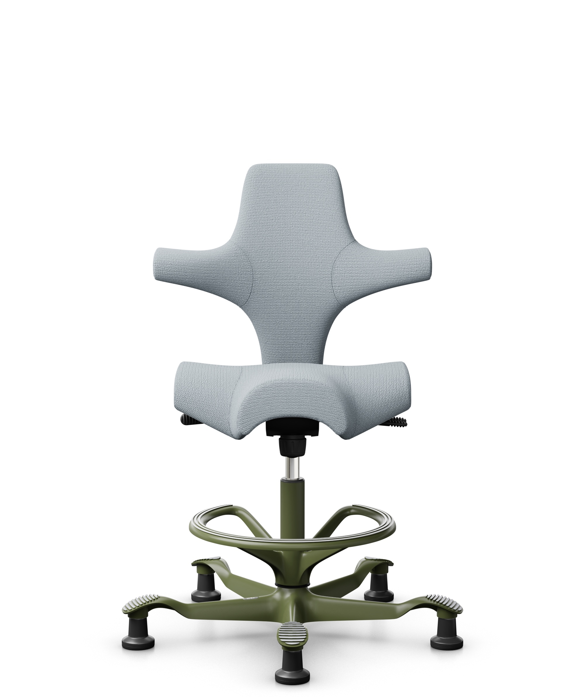 HÅG Capisco 8106 - Sirdal (GU) - Wol - SRD120 Light grey - Framekleur - Moss Grey - Gasveer - 200 mm (Zithoogte 46-64cm) - Vloercontact - Glijdoppen - Voetenring - Ja, in framekleur - Voetster - Nee, voetster in framekleur - 1