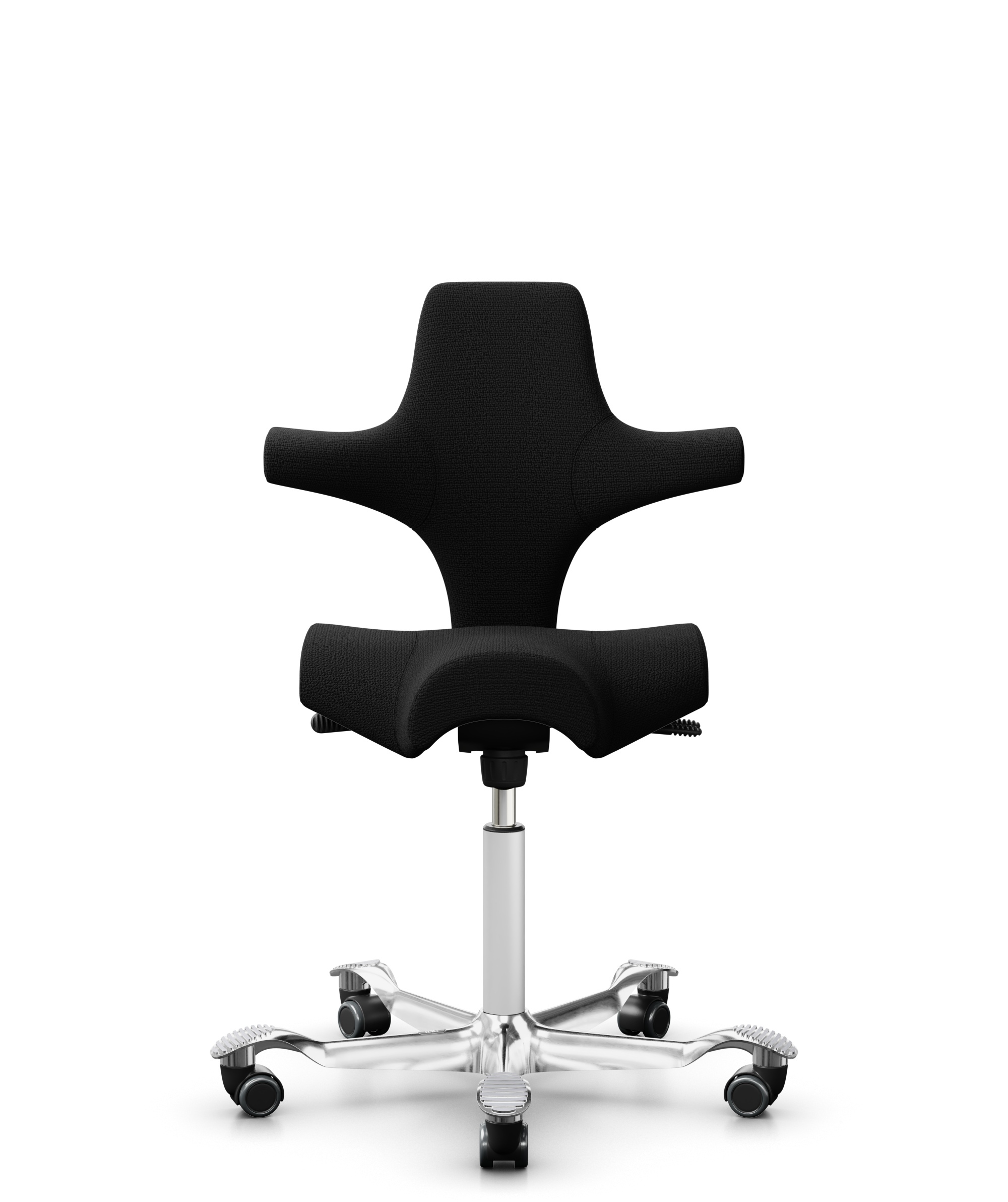 HÅG Capisco 8106 - Sirdal (GU) - Wol - SRD190 Black - Framekleur - Wit - Gasveer - 200 mm (Zithoogte 46-64cm) - Vloercontact - Zachte wielen t.b.v. harde vloeren - Voetenring - Nee, geen voetenring - Voetster - Ja, voetster in gepolijst aluminium - 1