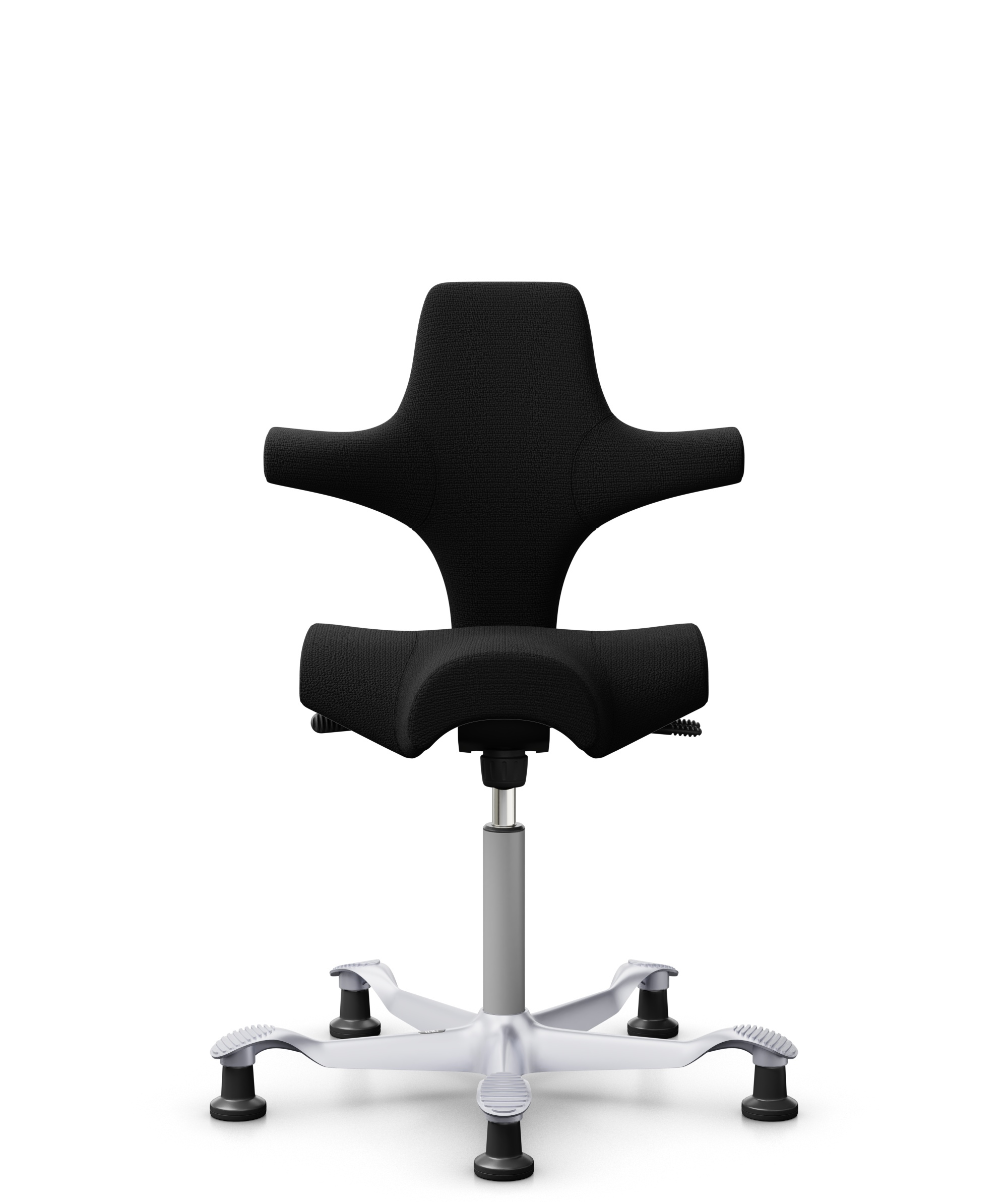 HÅG Capisco 8106 - Sirdal (GU) - Wol - SRD190 Black - Framekleur - Zilver - Gasveer - 200 mm (Zithoogte 46-64cm) - Vloercontact - Glijdoppen - Voetenring - Nee, geen voetenring - Voetster - Nee, voetster in framekleur - 1