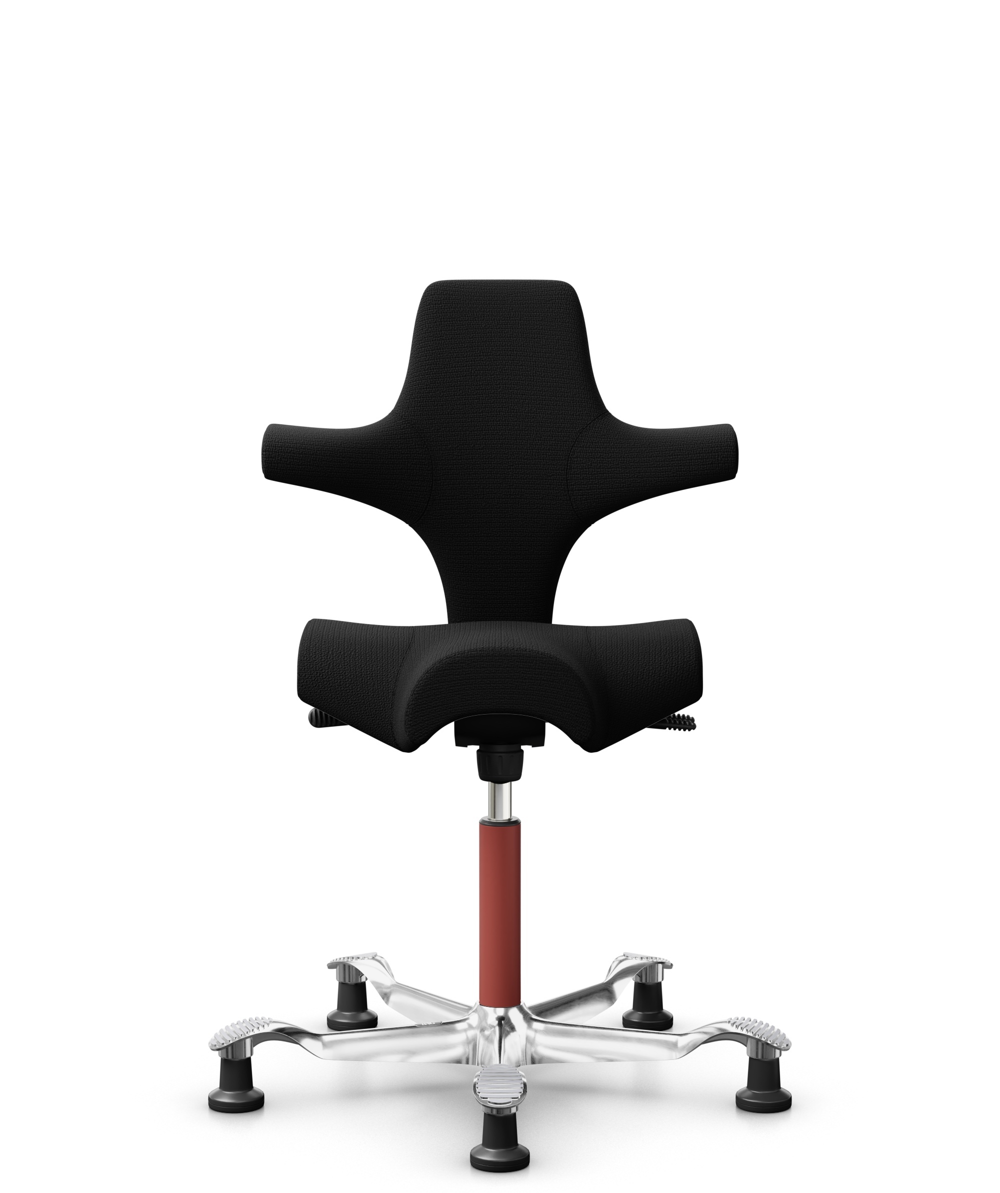 HÅG Capisco 8106 - Sirdal (GU) - Wol - SRD190 Black - Framekleur - Blush Rose - Gasveer - 200 mm (Zithoogte 46-64cm) - Vloercontact - Glijdoppen - Voetenring - Nee, geen voetenring - Voetster - Ja, voetster in gepolijst aluminium - 1