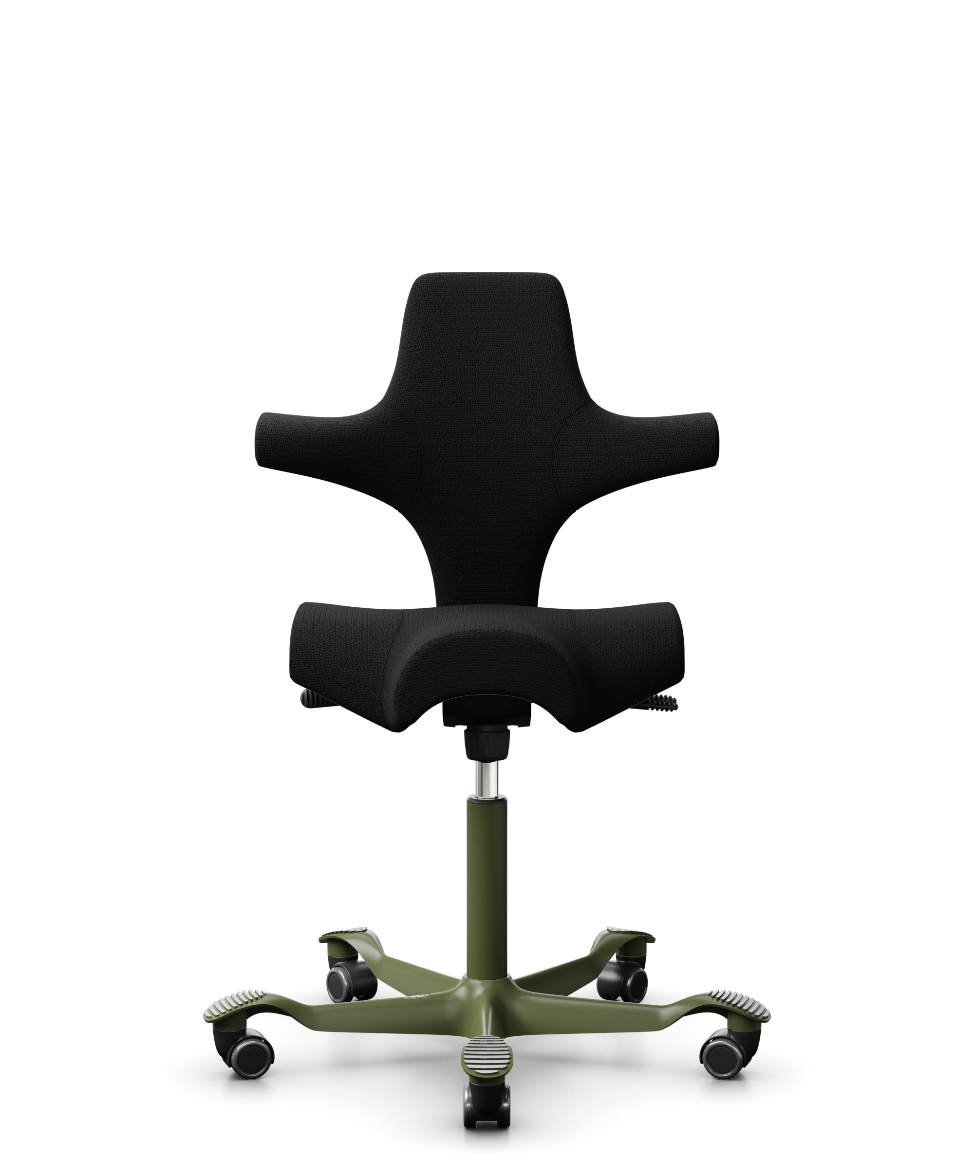 HÅG Capisco 8106 - Sirdal (GU) - Wol - SRD190 Black - Framekleur - Moss Grey - Gasveer - 265 mm (Zithoogte 53-79cm) - Vloercontact - Harde wielen t.b.v. zachte vloeren - Voetenring - Nee, geen voetenring - Voetster - Nee, voetster in framekleur - 1