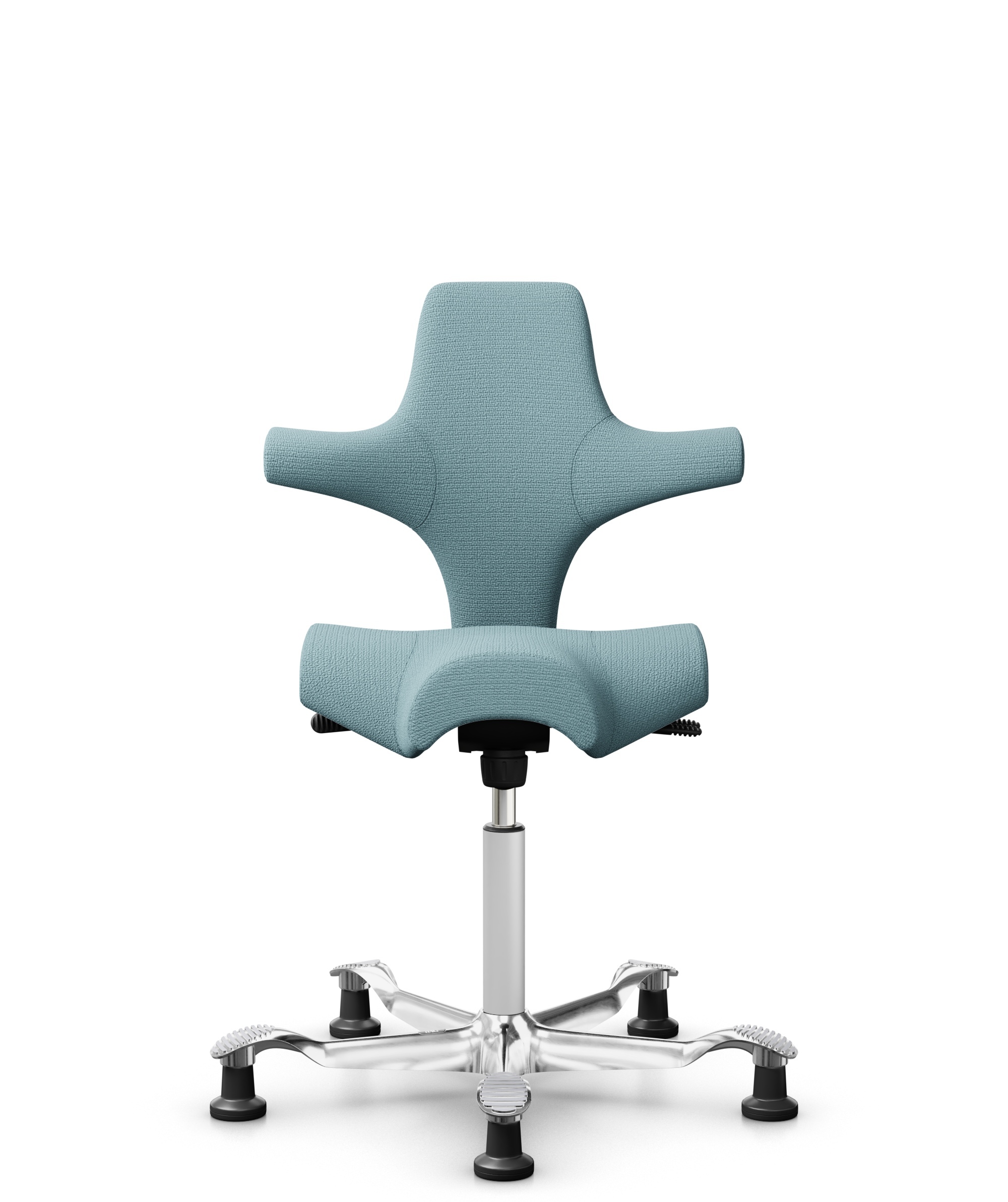 HÅG Capisco 8106 - Sirdal (GU) - Wol - SRD730 Blue - Framekleur - Wit - Gasveer - 200 mm (Zithoogte 46-64cm) - Vloercontact - Glijdoppen - Voetenring - Nee, geen voetenring - Voetster - Ja, voetster in gepolijst aluminium - 1