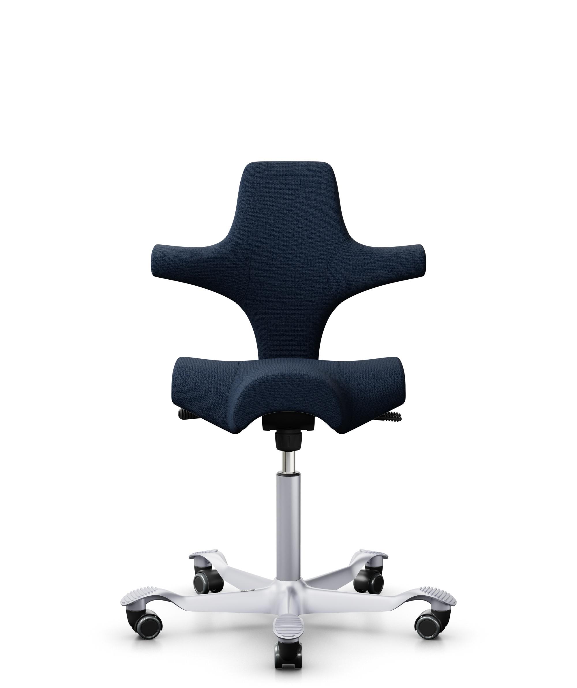 HÅG Capisco 8106 - Sirdal (GU) - Wol - SRD780 Dark blue - Framekleur - Zilver - Gasveer - 150 mm (Zithoogte 40-55cm) - Vloercontact - Harde wielen t.b.v. zachte vloeren - Voetenring - Nee, geen voetenring - Voetster - Nee, voetster in framekleur - 1