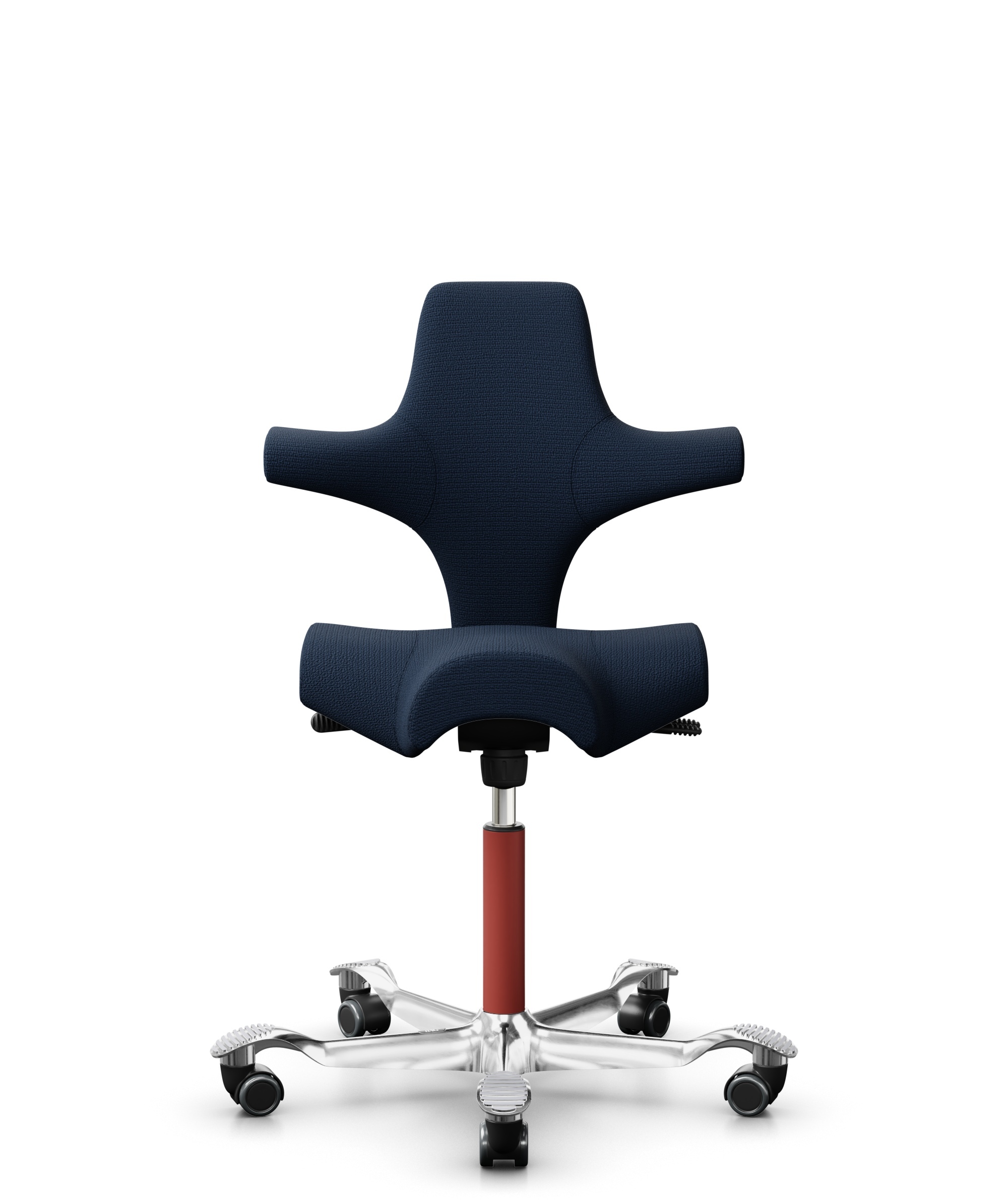 HÅG Capisco 8106 - Sirdal (GU) - Wol - SRD780 Dark blue - Framekleur - Blush Rose - Gasveer - 150 mm (Zithoogte 40-55cm) - Vloercontact - Zachte wielen t.b.v. harde vloeren - Voetenring - Nee, geen voetenring - Voetster - Ja, voetster in gepolijst alum... - 1