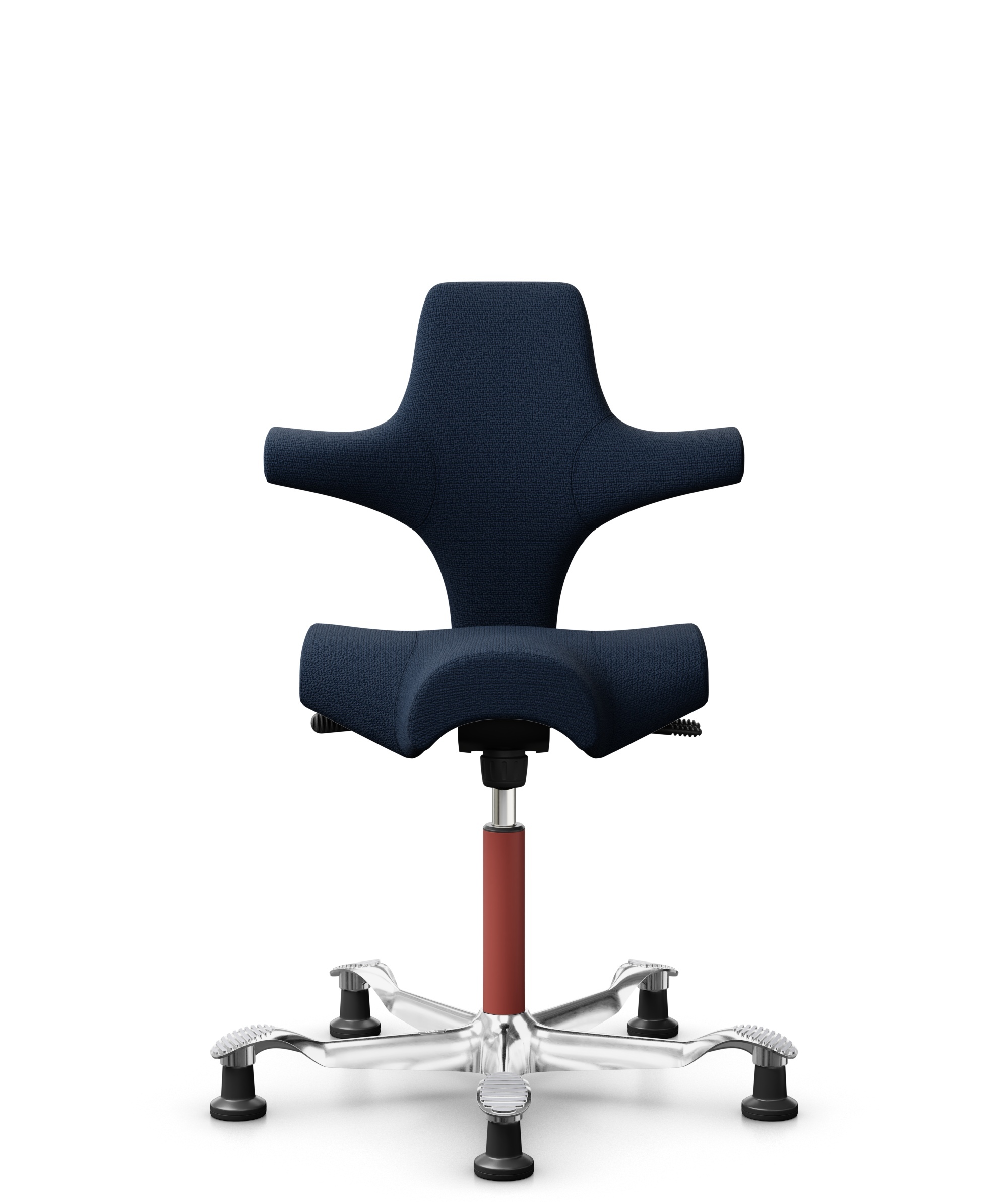 HÅG Capisco 8106 - Sirdal (GU) - Wol - SRD780 Dark blue - Framekleur - Blush Rose - Gasveer - 265 mm (Zithoogte 53-79cm) - Vloercontact - Glijdoppen - Voetenring - Nee, geen voetenring - Voetster - Ja, voetster in gepolijst aluminium - 1