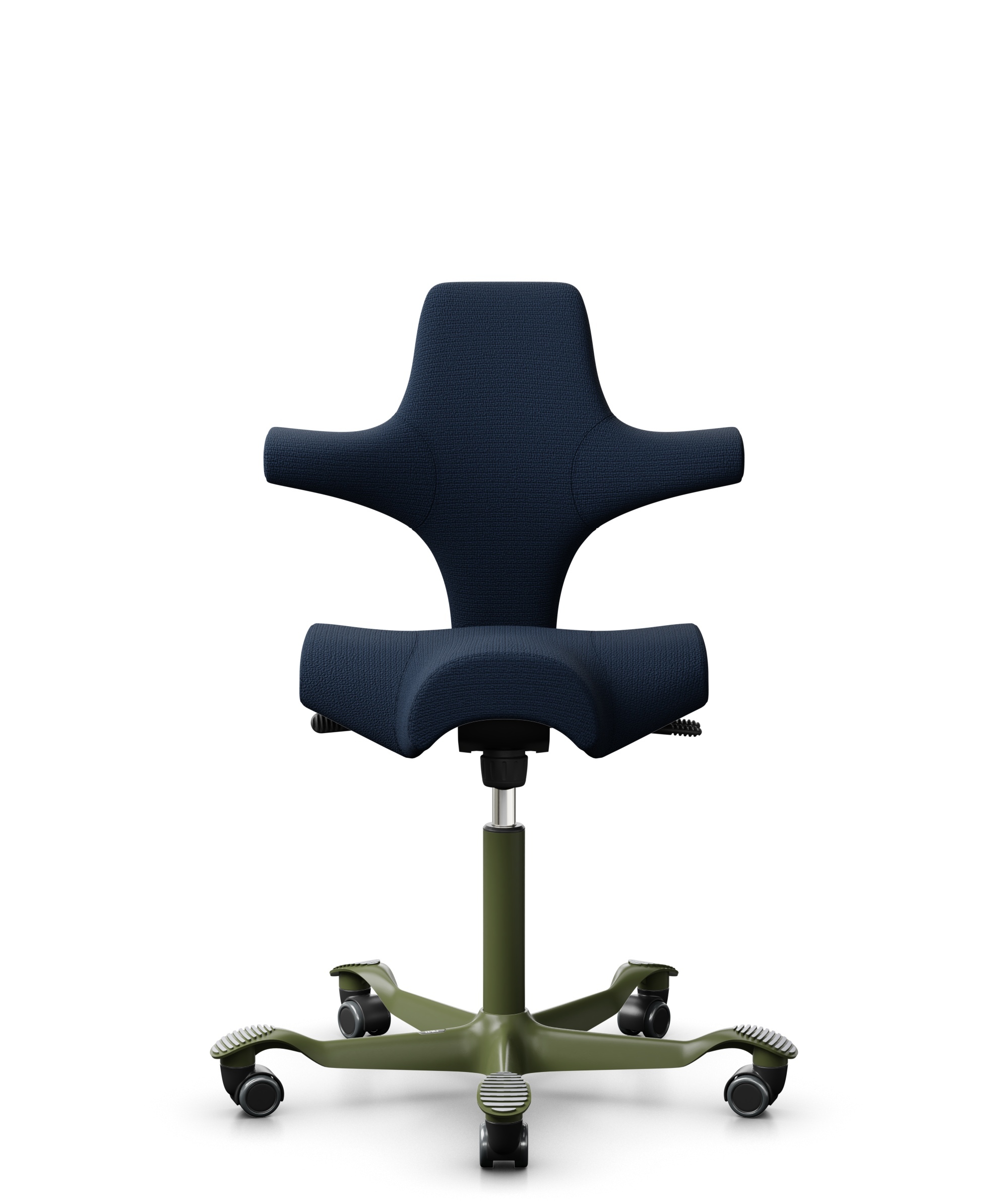 HÅG Capisco 8106 - Sirdal (GU) - Wol - SRD780 Dark blue - Framekleur - Moss Grey - Gasveer - 200 mm (Zithoogte 46-64cm) - Vloercontact - Harde wielen t.b.v. zachte vloeren - Voetenring - Nee, geen voetenring - Voetster - Nee, voetster in framekleur - 1