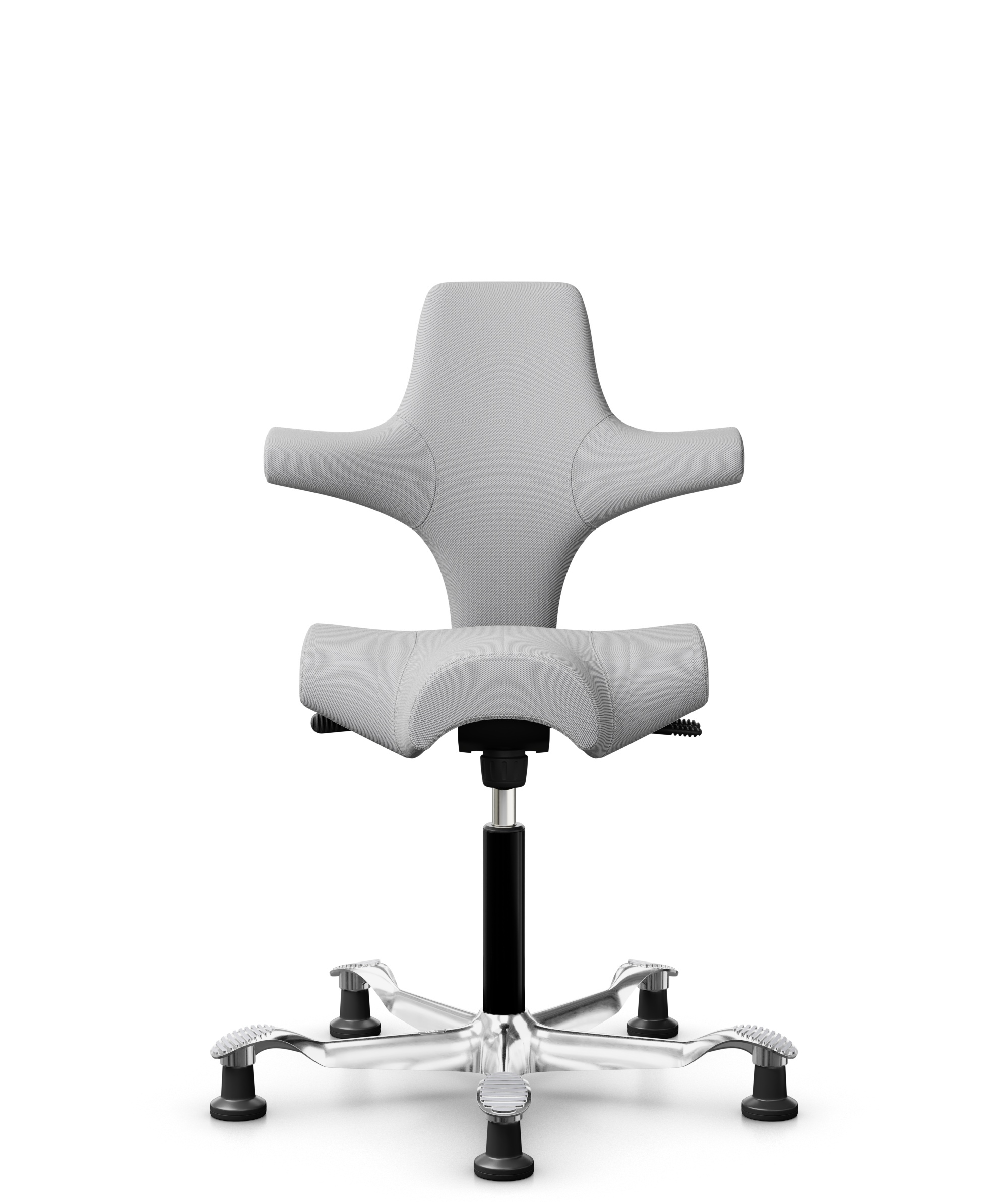 HÅG Capisco 8106 - Steelcut Trio 3 (Kvadrat) - Wol / Polyamide - STT133 - Light grey - Framekleur - Zwart - Gasveer - 265 mm (Zithoogte 53-79cm) - Vloercontact - Glijdoppen - Voetenring - Nee, geen voetenring - Voetster - Ja, voetster in gepolijst alum... - 1