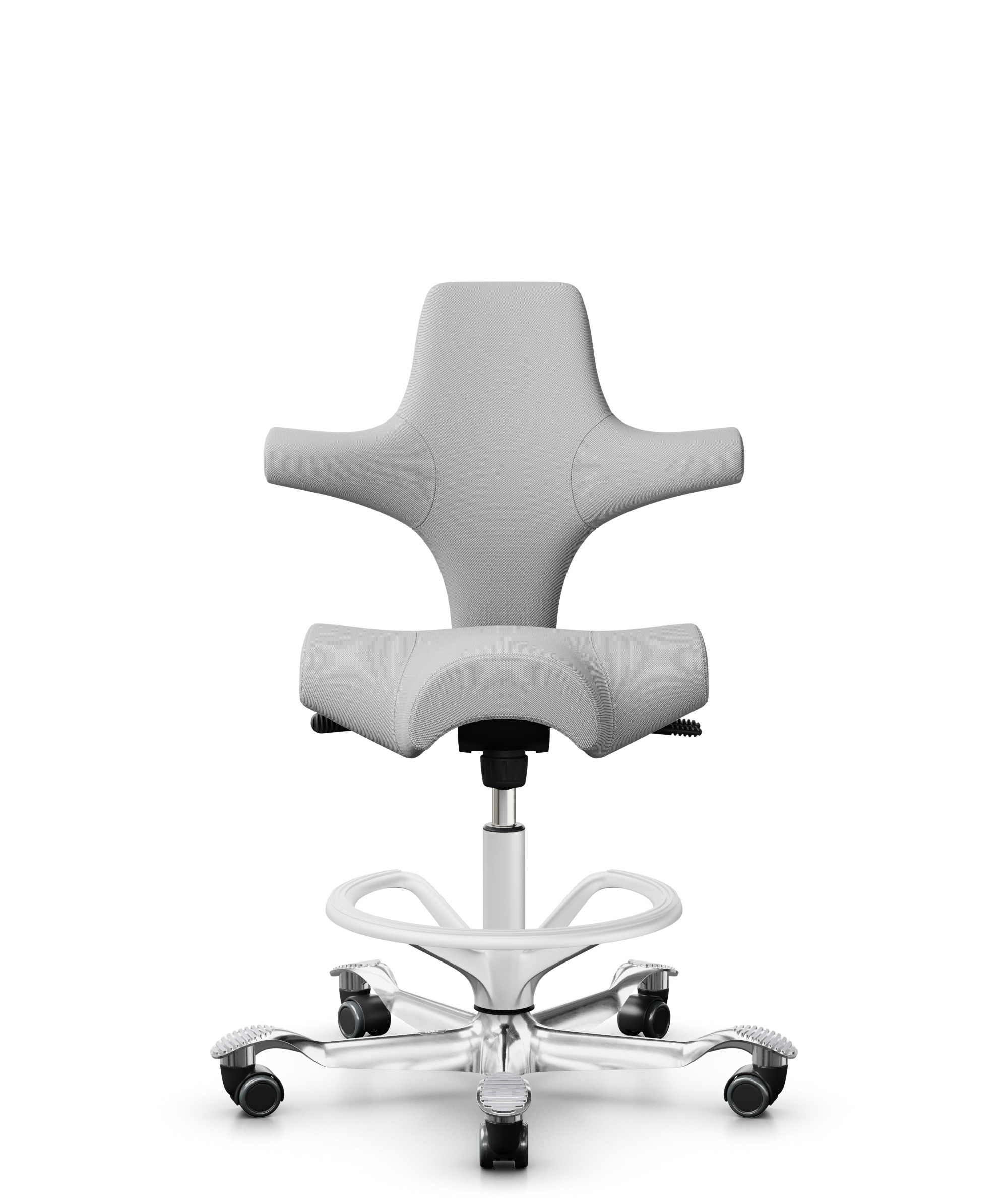 HÅG Capisco 8106 - Steelcut Trio 3 (Kvadrat) - Wol / Polyamide - STT133 - Light grey - Framekleur - Wit - Gasveer - 200 mm (Zithoogte 46-64cm) - Vloercontact - Zachte wielen t.b.v. harde vloeren - Voetenring - Ja, in framekleur - Voetster - Ja, voetste... - 1