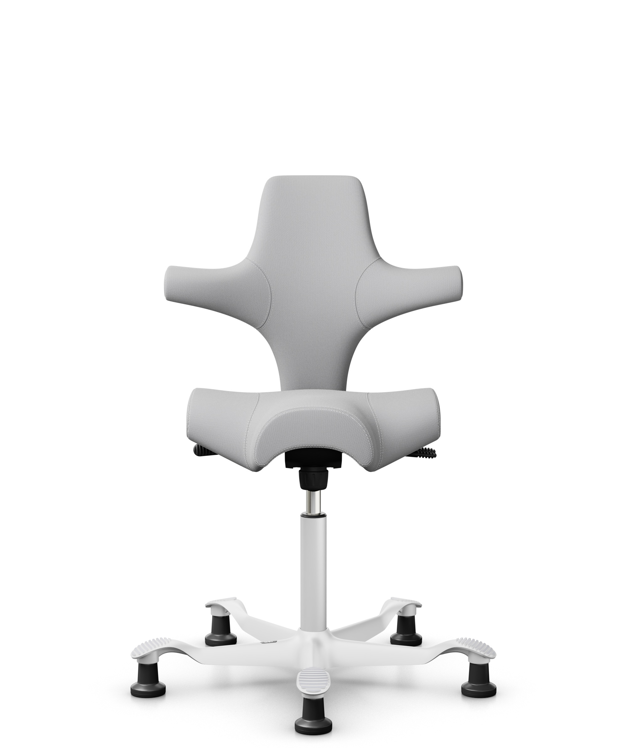 HÅG Capisco 8106 - Steelcut Trio 3 (Kvadrat) - Wol / Polyamide - STT133 - Light grey - Framekleur - Wit - Gasveer - 200 mm (Zithoogte 46-64cm) - Vloercontact - Glijdoppen - Voetenring - Nee, geen voetenring - Voetster - Nee, voetster in framekleur - 1