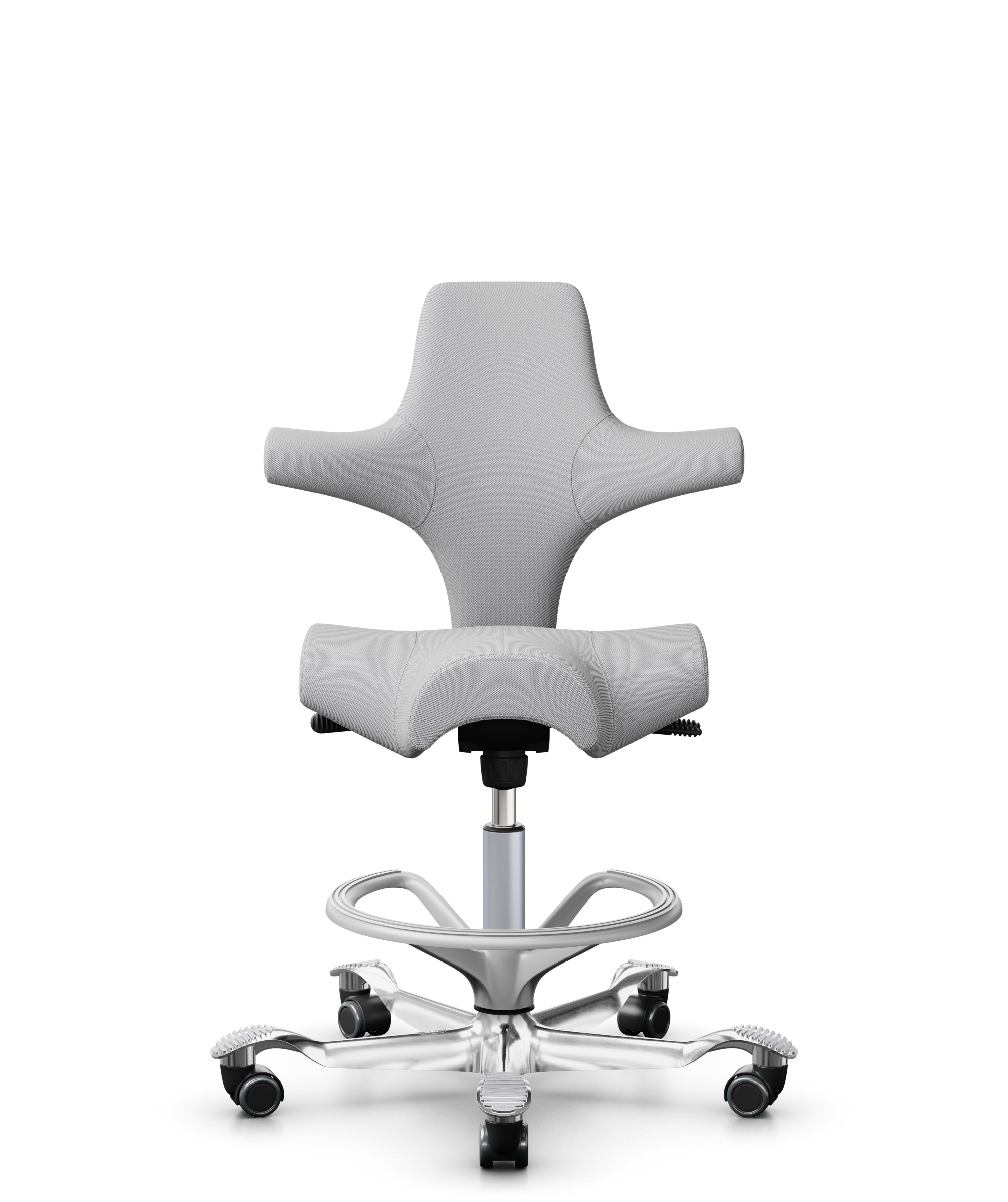 HÅG Capisco 8106 - Steelcut Trio 3 (Kvadrat) - Wol / Polyamide - STT133 - Light grey - Framekleur - Zilver - Gasveer - 200 mm (Zithoogte 46-64cm) - Vloercontact - Zachte wielen t.b.v. harde vloeren - Voetenring - Ja, in framekleur - Voetster - Ja, voet... - 1