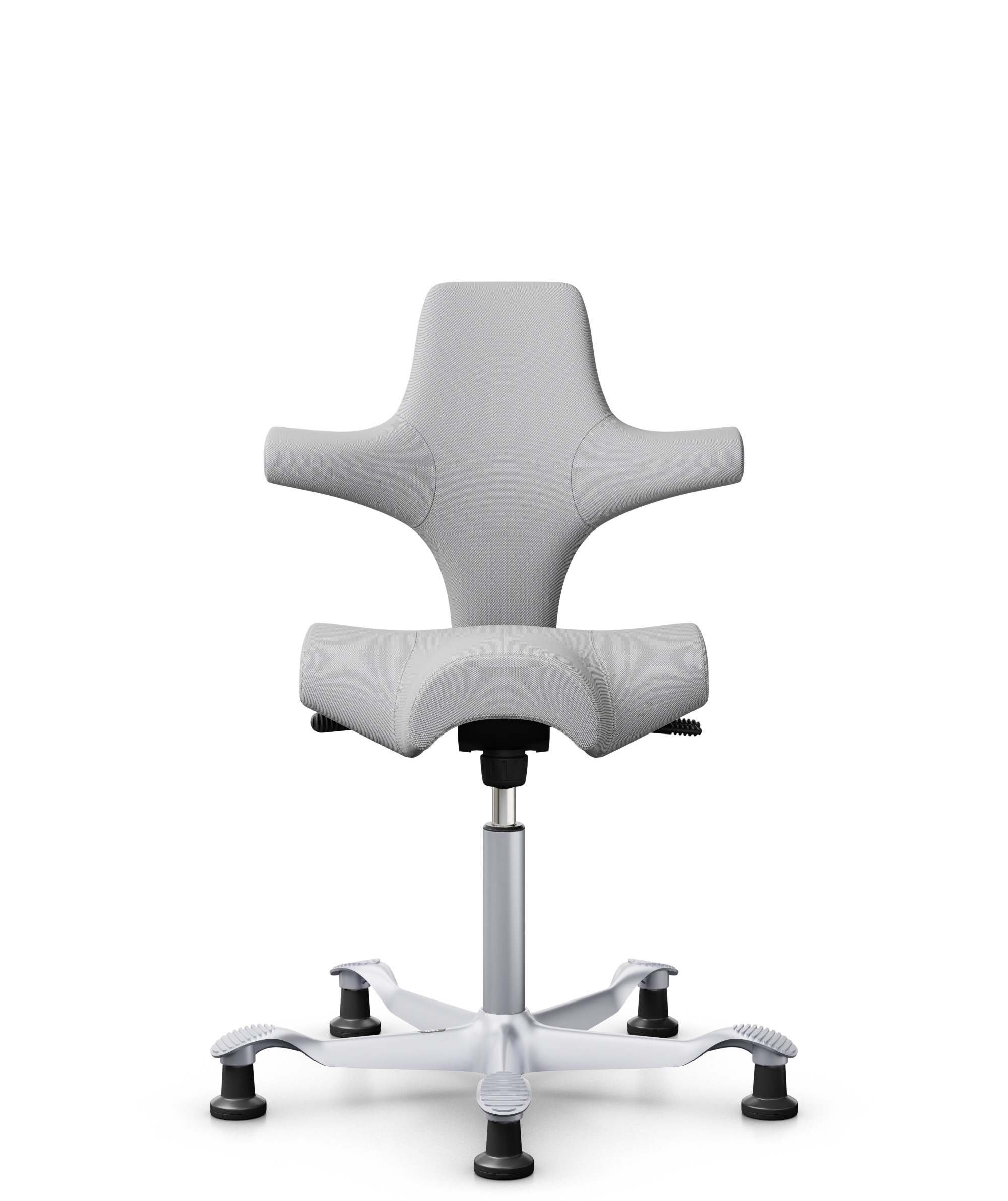 HÅG Capisco 8106 - Steelcut Trio 3 (Kvadrat) - Wol / Polyamide - STT133 - Light grey - Framekleur - Zilver - Gasveer - 265 mm (Zithoogte 53-79cm) - Vloercontact - Glijdoppen - Voetenring - Nee, geen voetenring - Voetster - Nee, voetster in framekleur - 1