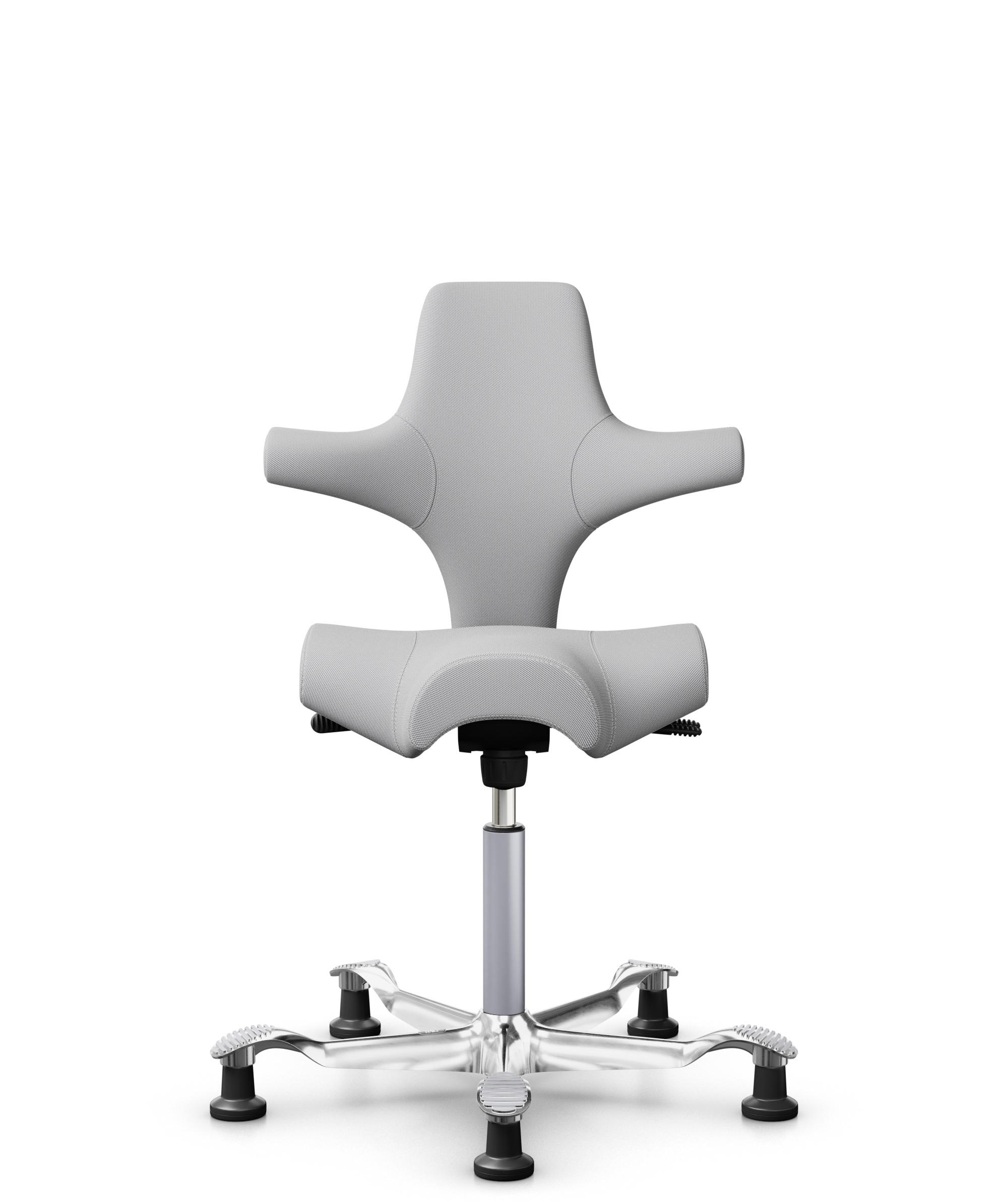 HÅG Capisco 8106 - Steelcut Trio 3 (Kvadrat) - Wol / Polyamide - STT133 - Light grey - Framekleur - Zilver - Gasveer - 265 mm (Zithoogte 53-79cm) - Vloercontact - Glijdoppen - Voetenring - Nee, geen voetenring - Voetster - Ja, voetster in gepolijst alu... - 1