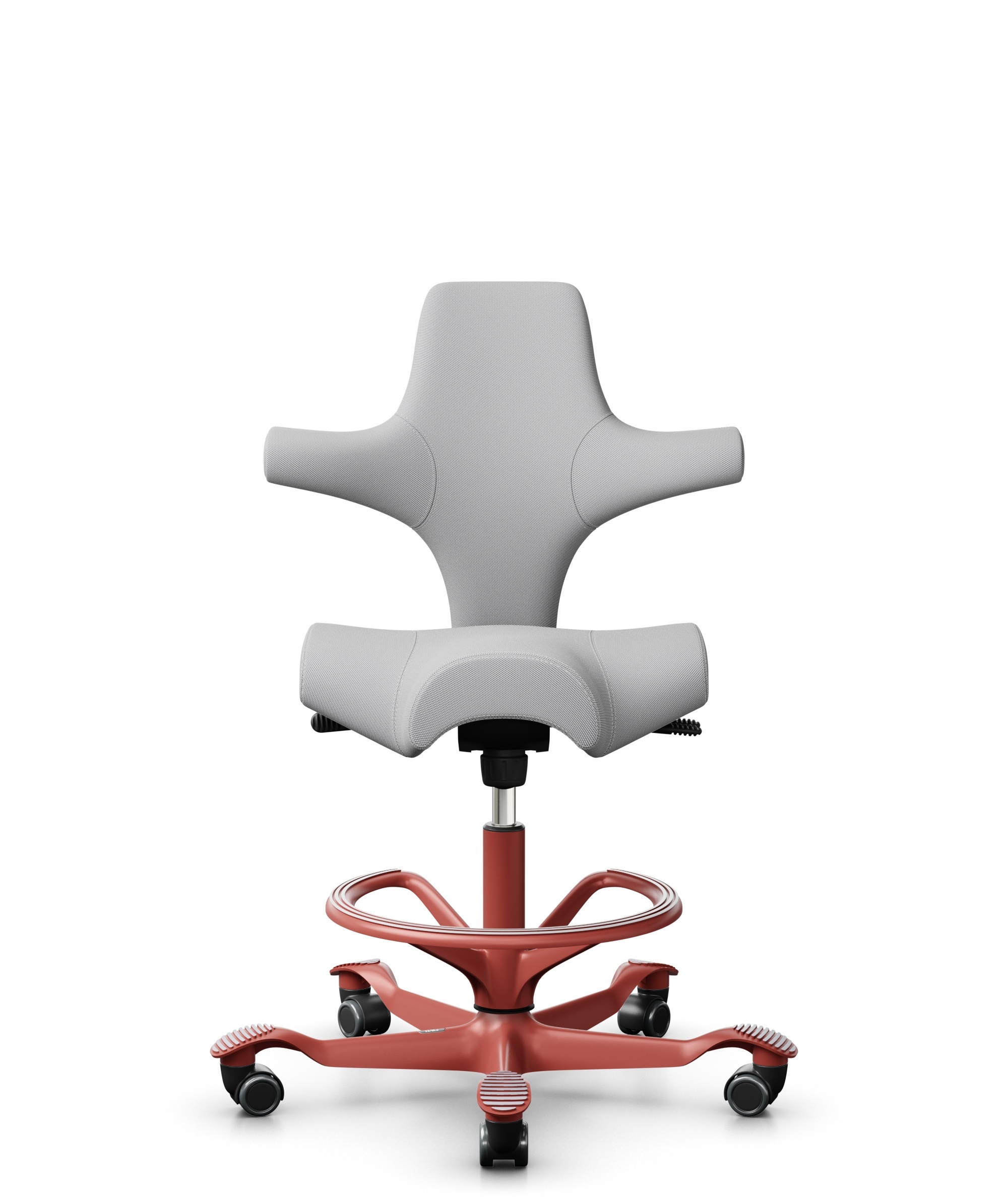 HÅG Capisco 8106 - Steelcut Trio 3 (Kvadrat) - Wol / Polyamide - STT133 - Light grey - Framekleur - Blush Rose - Gasveer - 200 mm (Zithoogte 46-64cm) - Vloercontact - Zachte wielen t.b.v. harde vloeren - Voetenring - Ja, in framekleur - Voetster - Nee,... - 1
