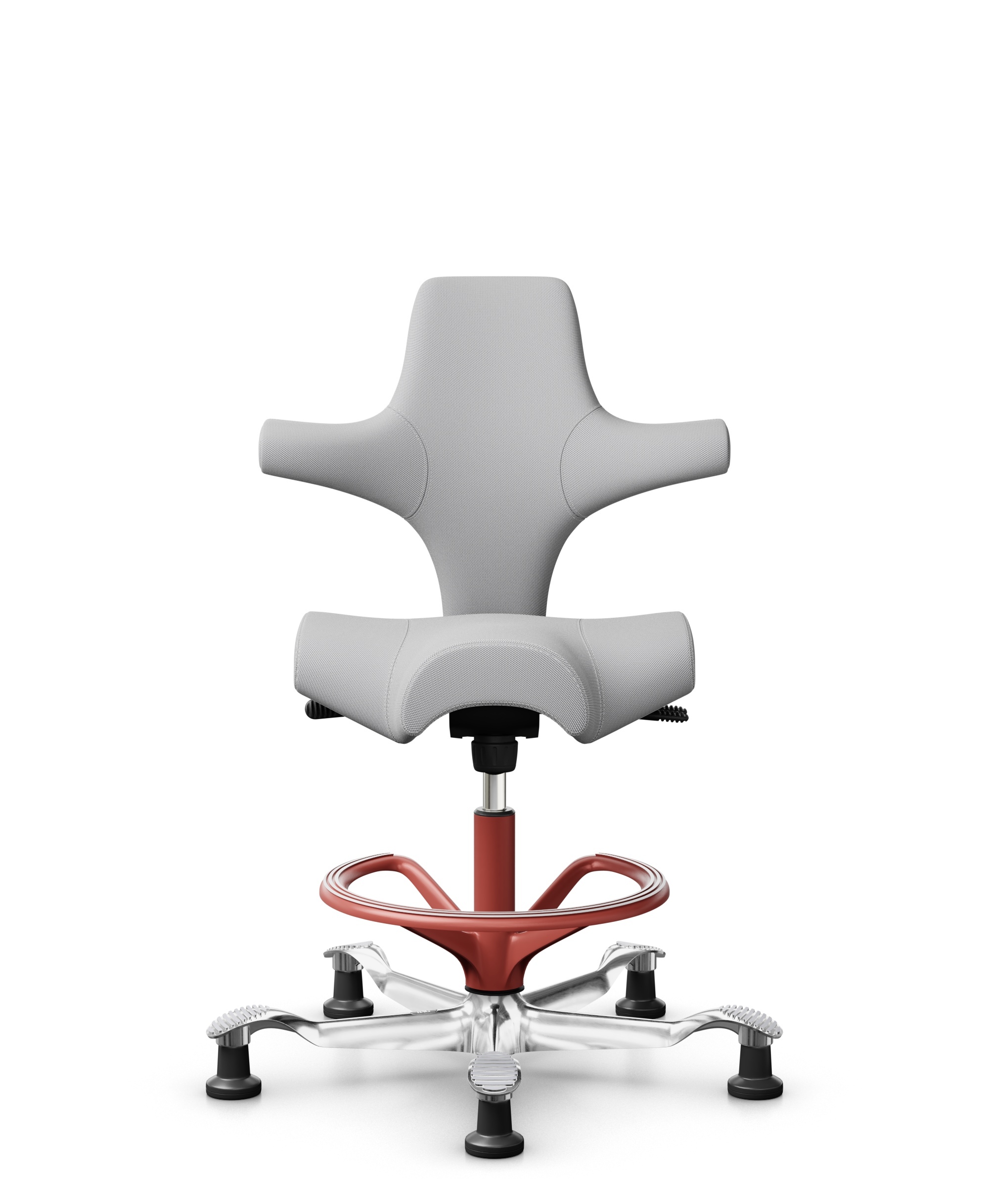 HÅG Capisco 8106 - Steelcut Trio 3 (Kvadrat) - Wol / Polyamide - STT133 - Light grey - Framekleur - Blush Rose - Gasveer - 200 mm (Zithoogte 46-64cm) - Vloercontact - Glijdoppen - Voetenring - Ja, in framekleur - Voetster - Ja, voetster in gepolijst al... - 1