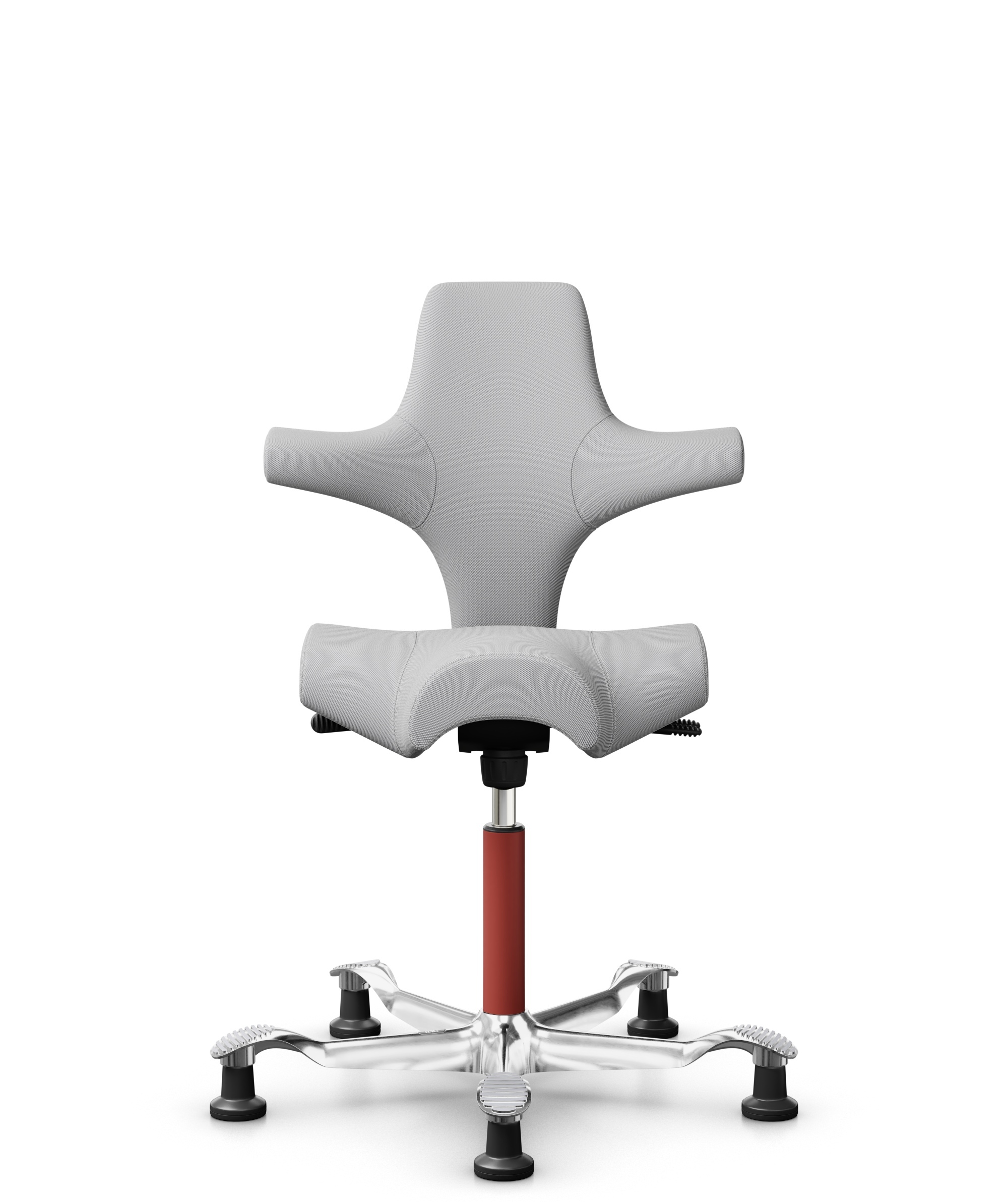 HÅG Capisco 8106 - Steelcut Trio 3 (Kvadrat) - Wol / Polyamide - STT133 - Light grey - Framekleur - Blush Rose - Gasveer - 265 mm (Zithoogte 53-79cm) - Vloercontact - Glijdoppen - Voetenring - Nee, geen voetenring - Voetster - Ja, voetster in gepolijst... - 1