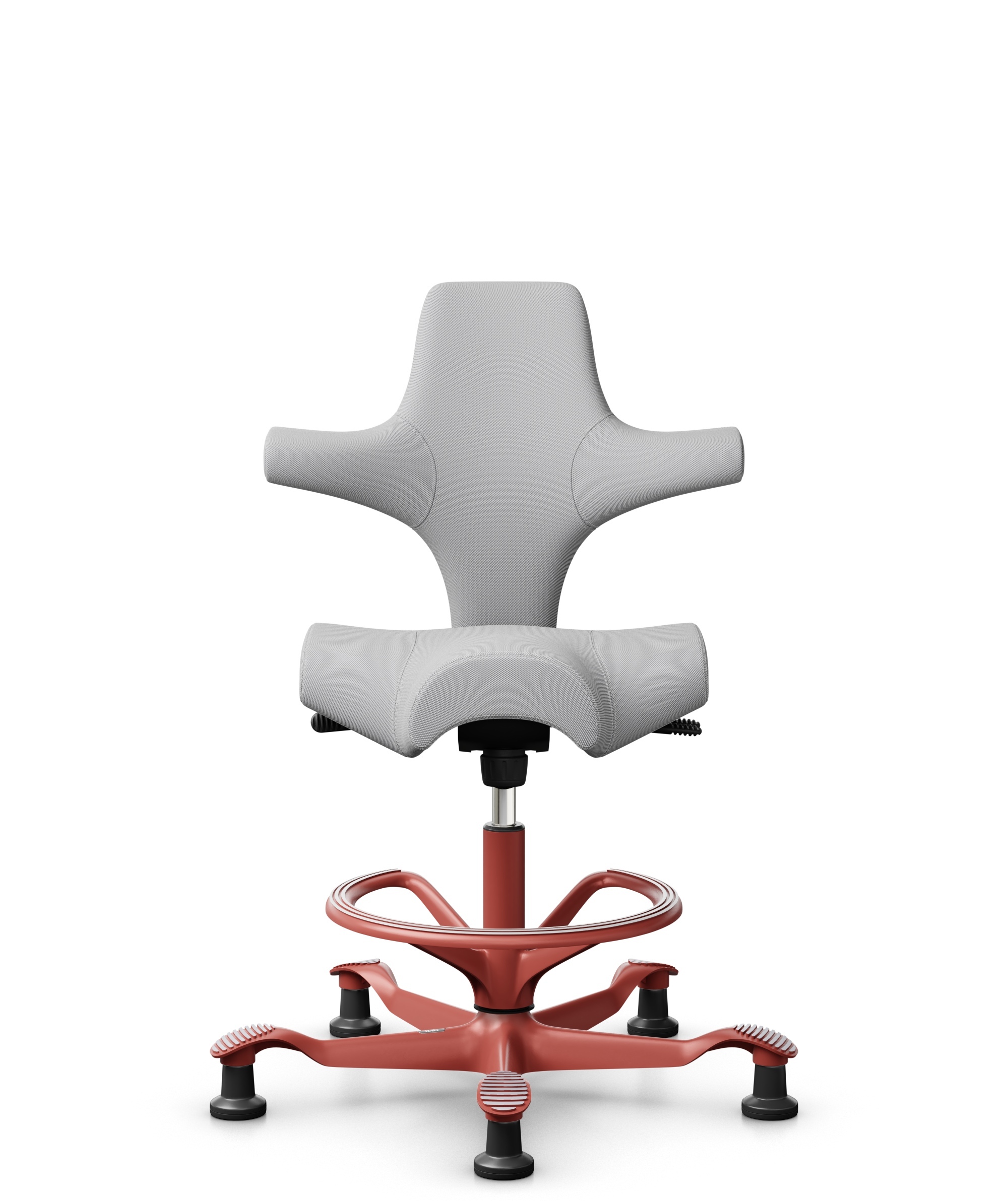 HÅG Capisco 8106 - Steelcut Trio 3 (Kvadrat) - Wol / Polyamide - STT133 - Light grey - Framekleur - Blush Rose - Gasveer - 265 mm (Zithoogte 53-79cm) - Vloercontact - Glijdoppen - Voetenring - Ja, in framekleur - Voetster - Nee, voetster in framekleur - 1