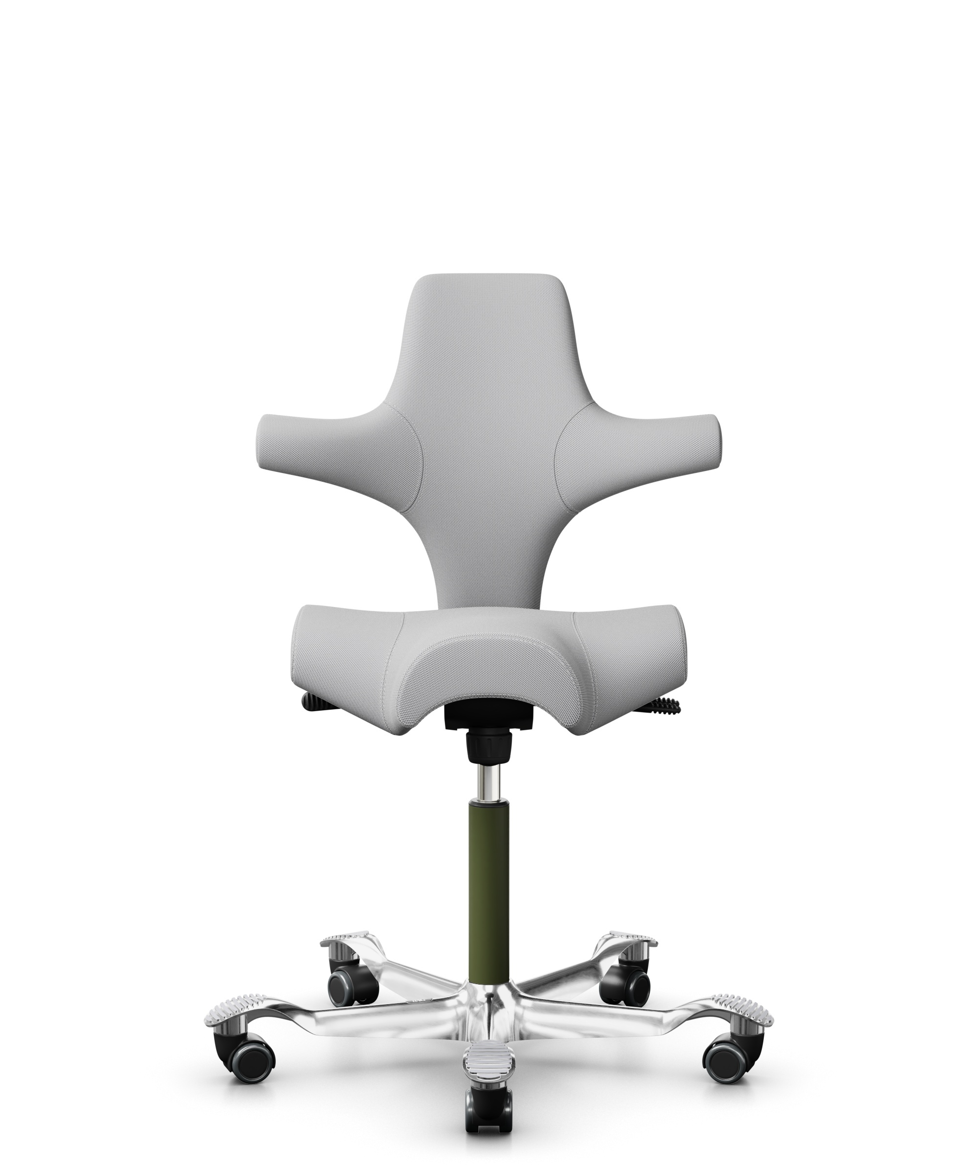 HÅG Capisco 8106 - Steelcut Trio 3 (Kvadrat) - Wol / Polyamide - STT133 - Light grey - Framekleur - Moss Grey - Gasveer - 150 mm (Zithoogte 40-55cm) - Vloercontact - Zachte wielen t.b.v. harde vloeren - Voetenring - Nee, geen voetenring - Voetster - Ja... - 1