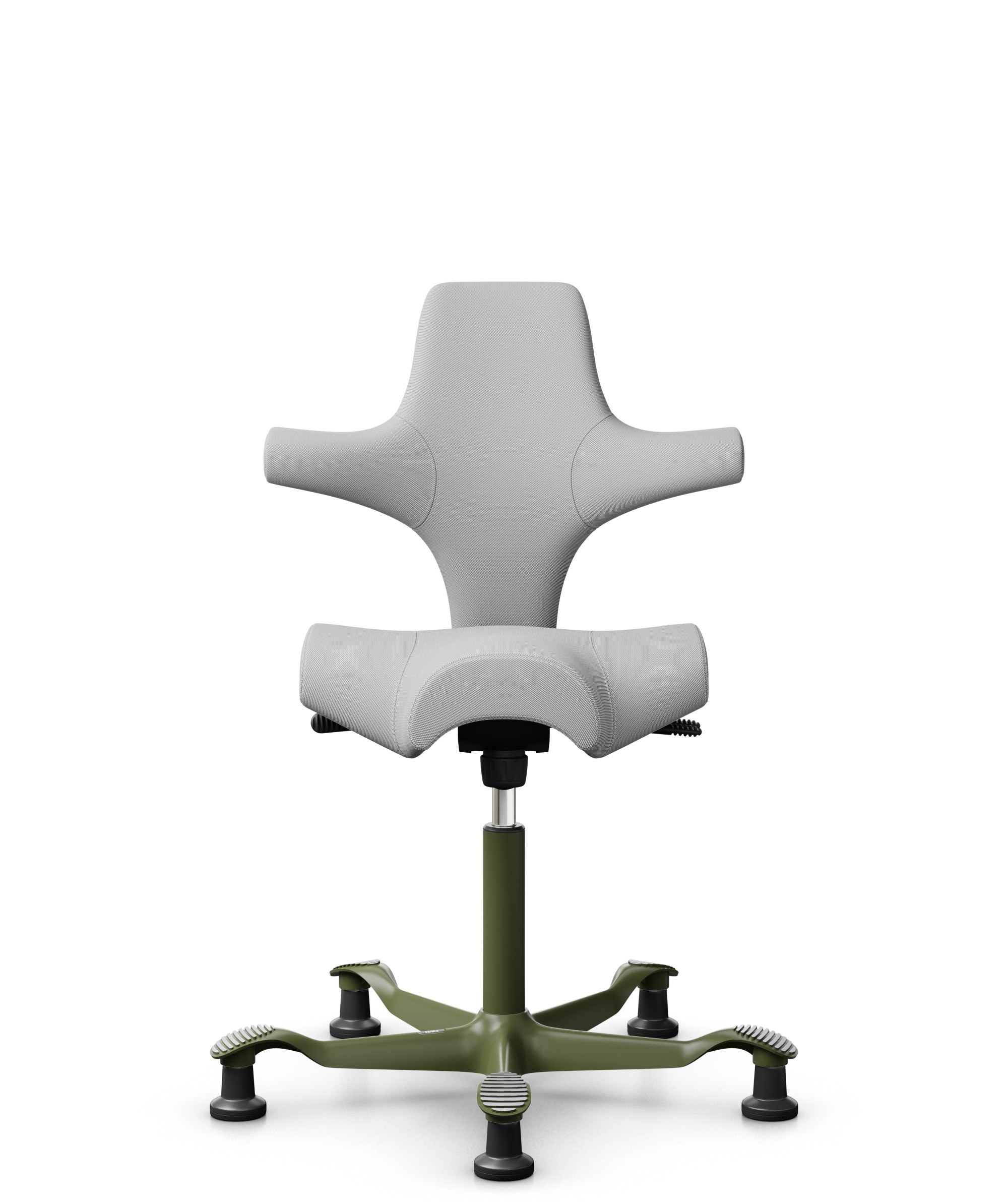 HÅG Capisco 8106 - Steelcut Trio 3 (Kvadrat) - Wol / Polyamide - STT133 - Light grey - Framekleur - Moss Grey - Gasveer - 150 mm (Zithoogte 40-55cm) - Vloercontact - Glijdoppen - Voetenring - Nee, geen voetenring - Voetster - Nee, voetster in framekleur - 1
