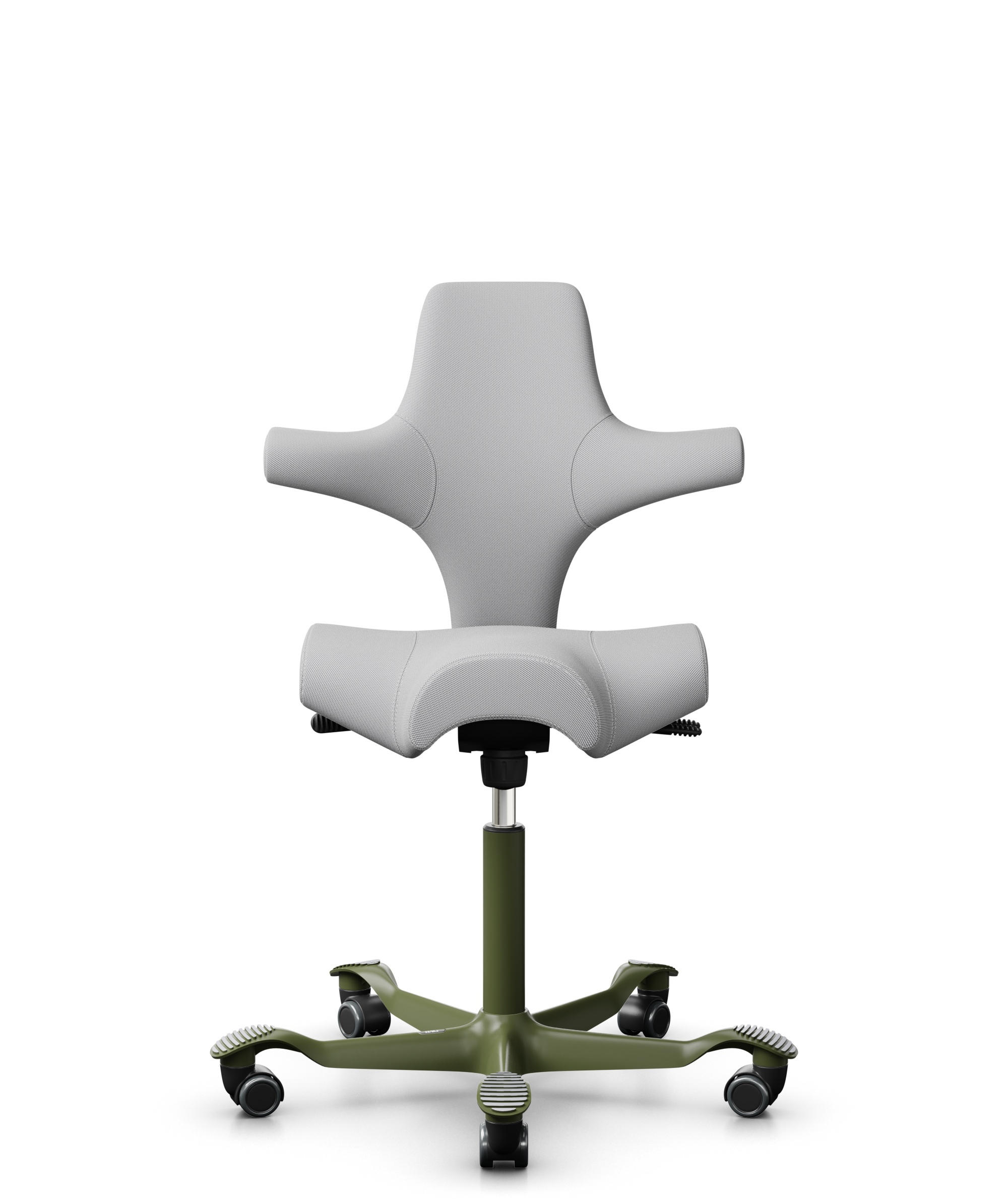 HÅG Capisco 8106 - Steelcut Trio 3 (Kvadrat) - Wol / Polyamide - STT133 - Light grey - Framekleur - Moss Grey - Gasveer - 200 mm (Zithoogte 46-64cm) - Vloercontact - Zachte wielen t.b.v. harde vloeren - Voetenring - Nee, geen voetenring - Voetster - Ne... - 1