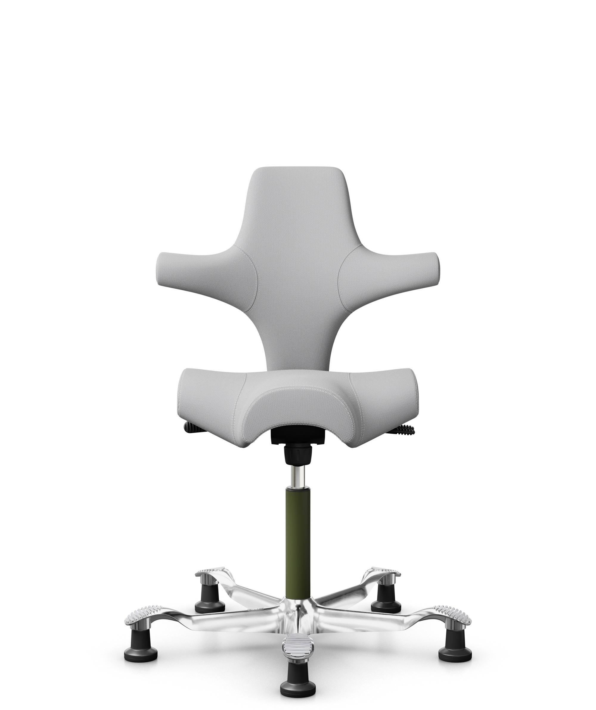 HÅG Capisco 8106 - Steelcut Trio 3 (Kvadrat) - Wol / Polyamide - STT133 - Light grey - Framekleur - Moss Grey - Gasveer - 200 mm (Zithoogte 46-64cm) - Vloercontact - Glijdoppen - Voetenring - Nee, geen voetenring - Voetster - Ja, voetster in gepolijst ... - 1