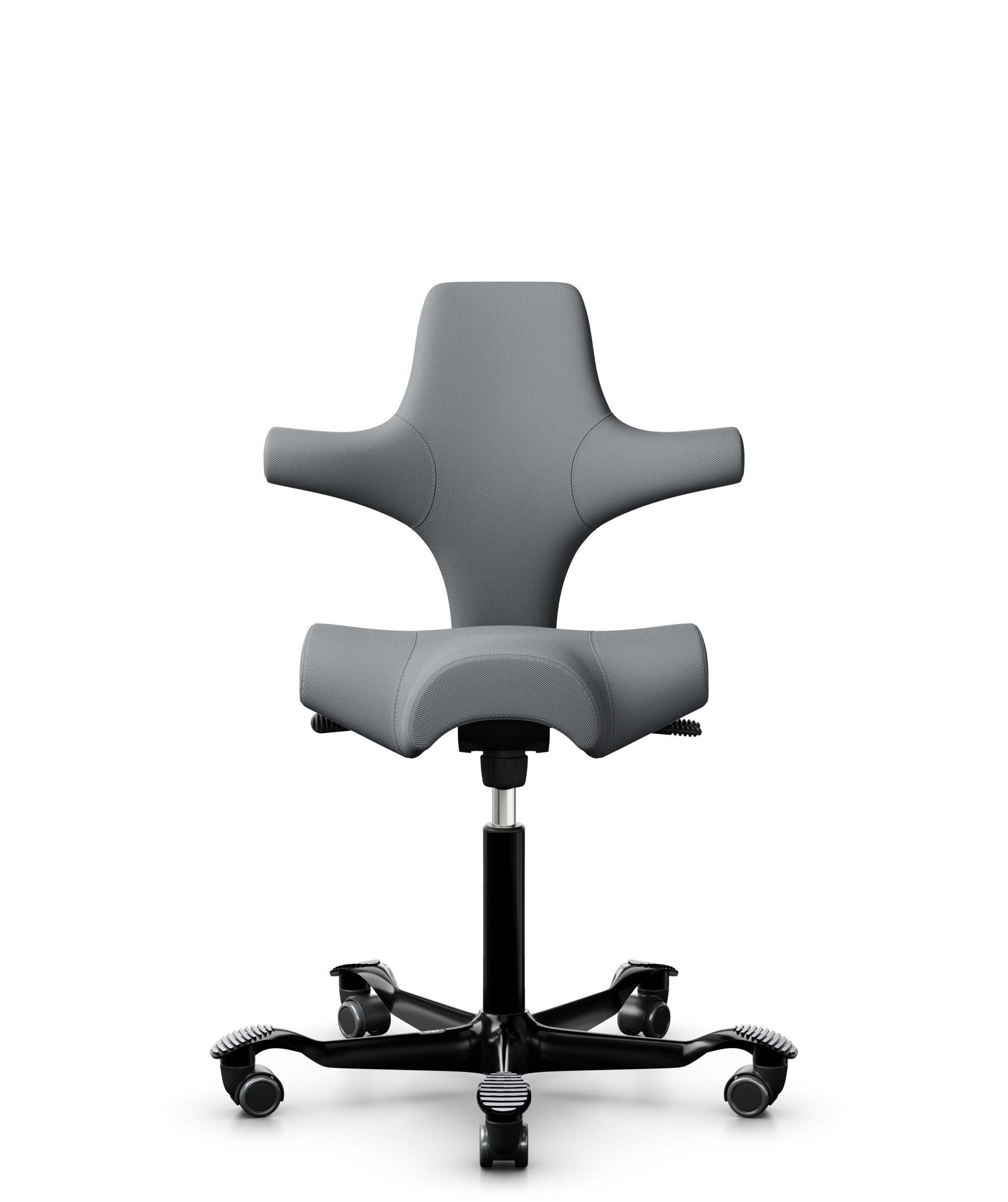 HÅG Capisco 8106 - Steelcut Trio 3 (Kvadrat) - Wol / Polyamide - STT153 - Grey - Framekleur - Zwart - Gasveer - 150 mm (Zithoogte 40-55cm) - Vloercontact - Harde wielen t.b.v. zachte vloeren - Voetenring - Nee, geen voetenring - Voetster - Nee, voetste... - 1