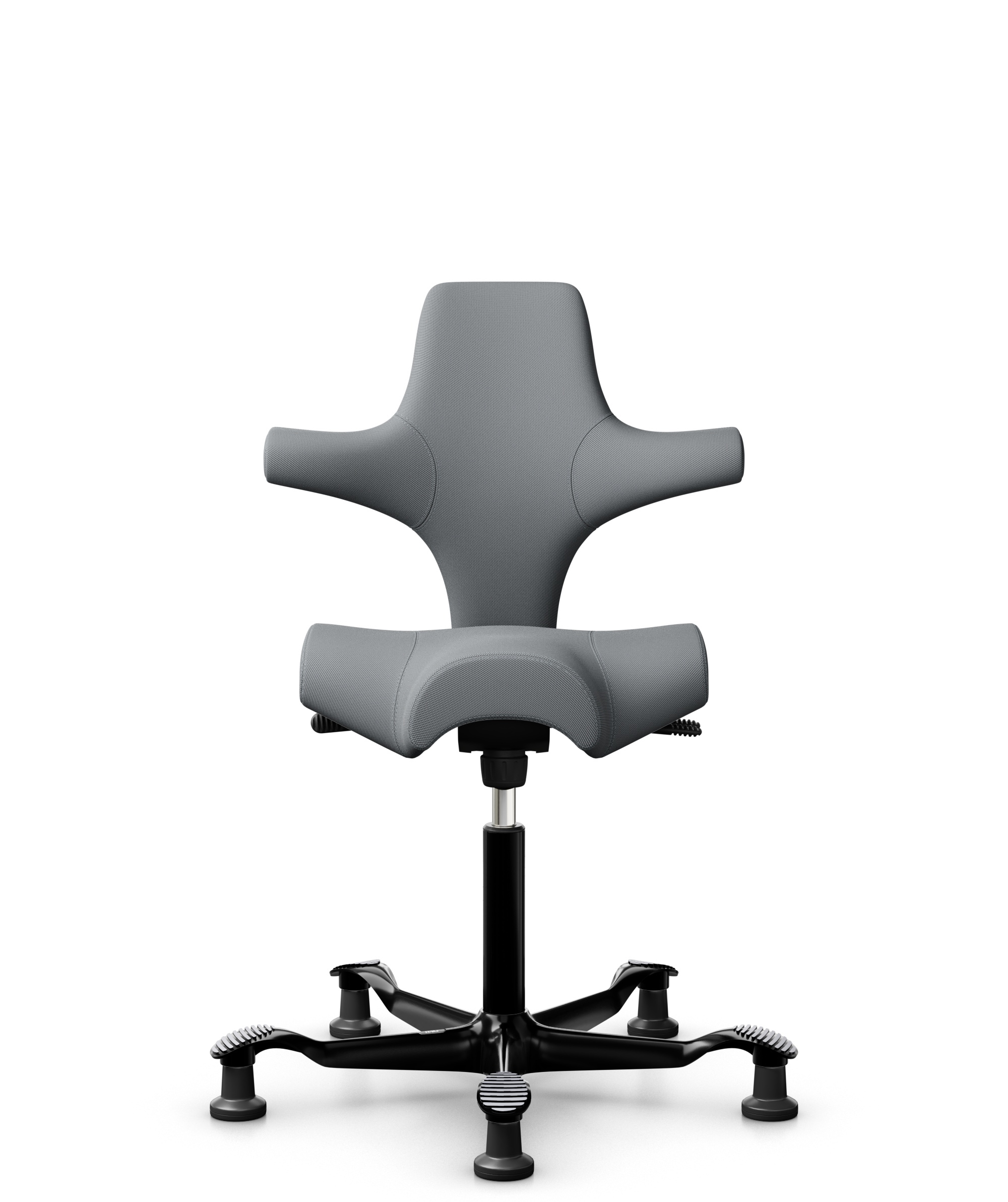 HÅG Capisco 8106 - Steelcut Trio 3 (Kvadrat) - Wol / Polyamide - STT153 - Grey - Framekleur - Zwart - Gasveer - 200 mm (Zithoogte 46-64cm) - Vloercontact - Glijdoppen - Voetenring - Nee, geen voetenring - Voetster - Nee, voetster in framekleur - 1