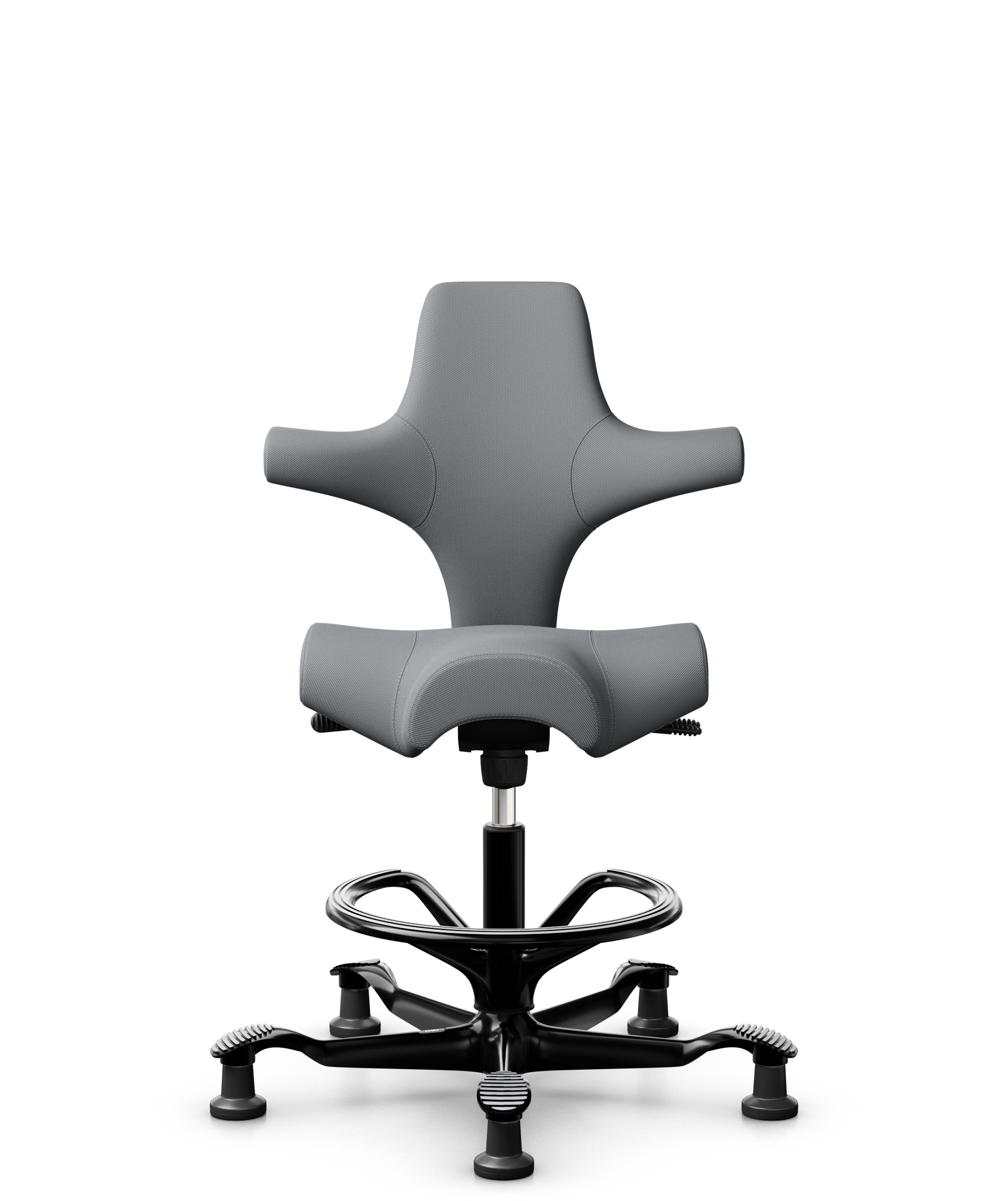 HÅG Capisco 8106 - Steelcut Trio 3 (Kvadrat) - Wol / Polyamide - STT153 - Grey - Framekleur - Zwart - Gasveer - 265 mm (Zithoogte 53-79cm) - Vloercontact - Glijdoppen - Voetenring - Ja, in framekleur - Voetster - Nee, voetster in framekleur - 1