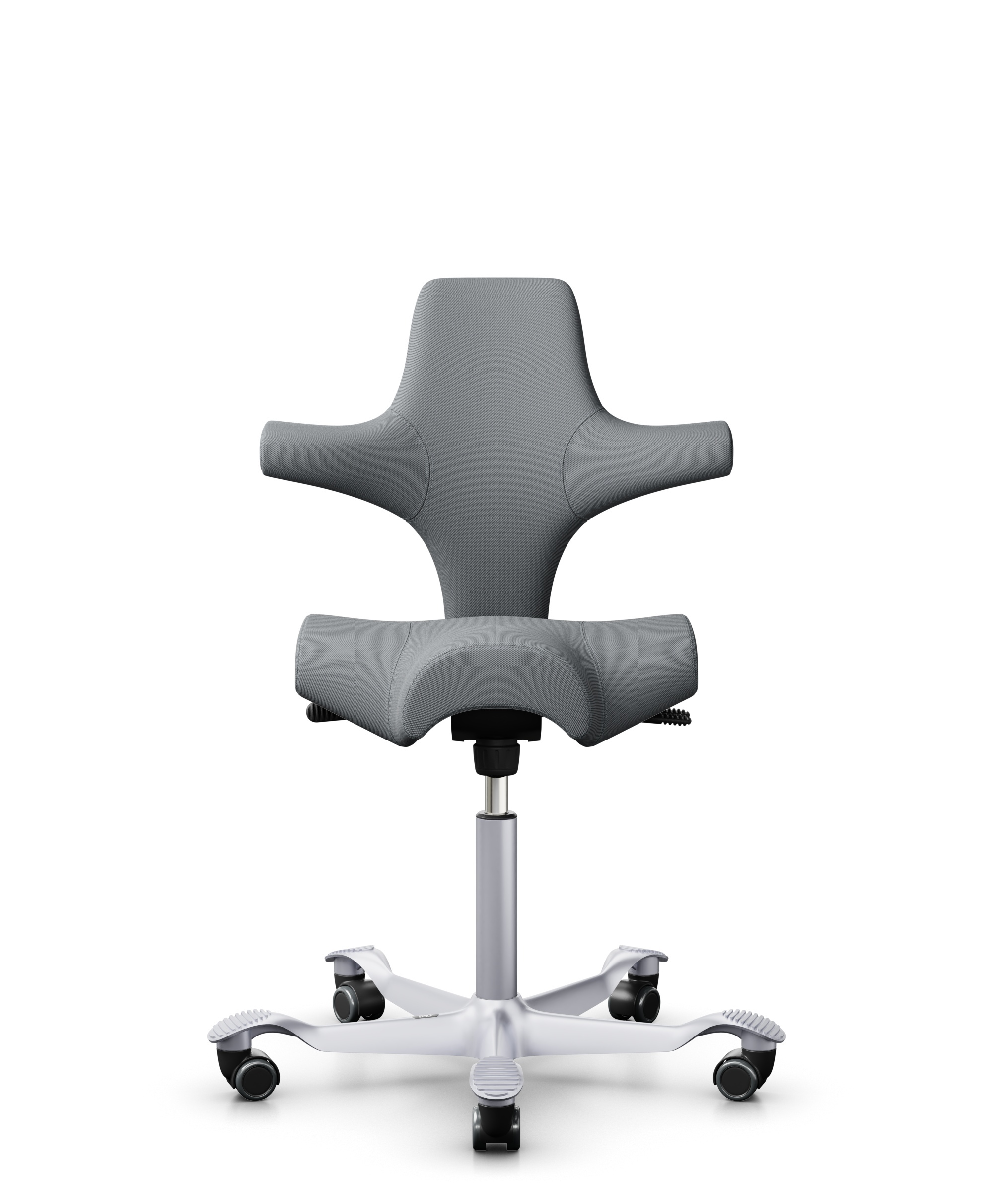 HÅG Capisco 8106 - Steelcut Trio 3 (Kvadrat) - Wol / Polyamide - STT153 - Grey - Framekleur - Zilver - Gasveer - 150 mm (Zithoogte 40-55cm) - Vloercontact - Zachte wielen t.b.v. harde vloeren - Voetenring - Nee, geen voetenring - Voetster - Nee, voetst... - 1