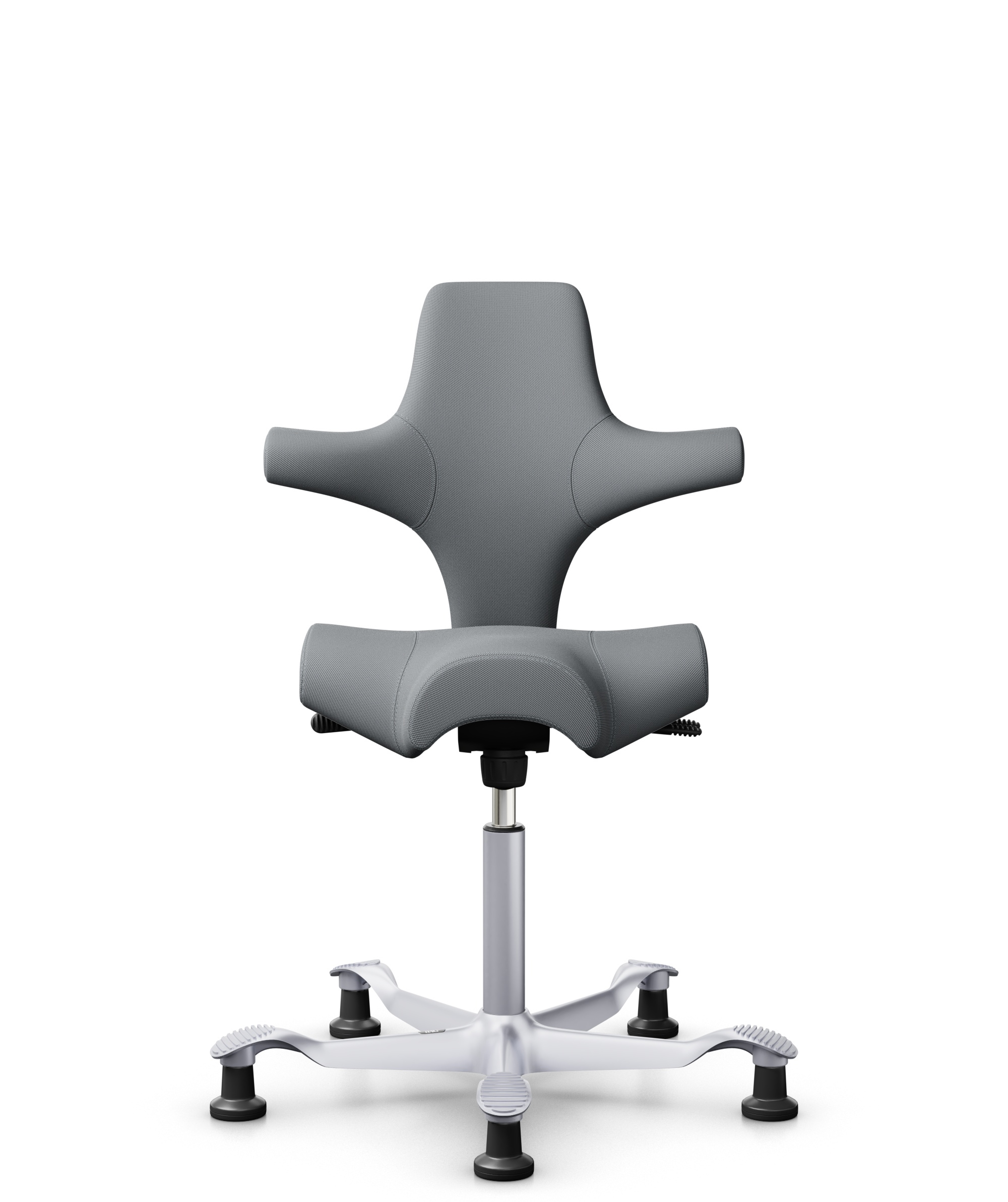 HÅG Capisco 8106 - Steelcut Trio 3 (Kvadrat) - Wol / Polyamide - STT153 - Grey - Framekleur - Zilver - Gasveer - 265 mm (Zithoogte 53-79cm) - Vloercontact - Glijdoppen - Voetenring - Nee, geen voetenring - Voetster - Nee, voetster in framekleur - 1