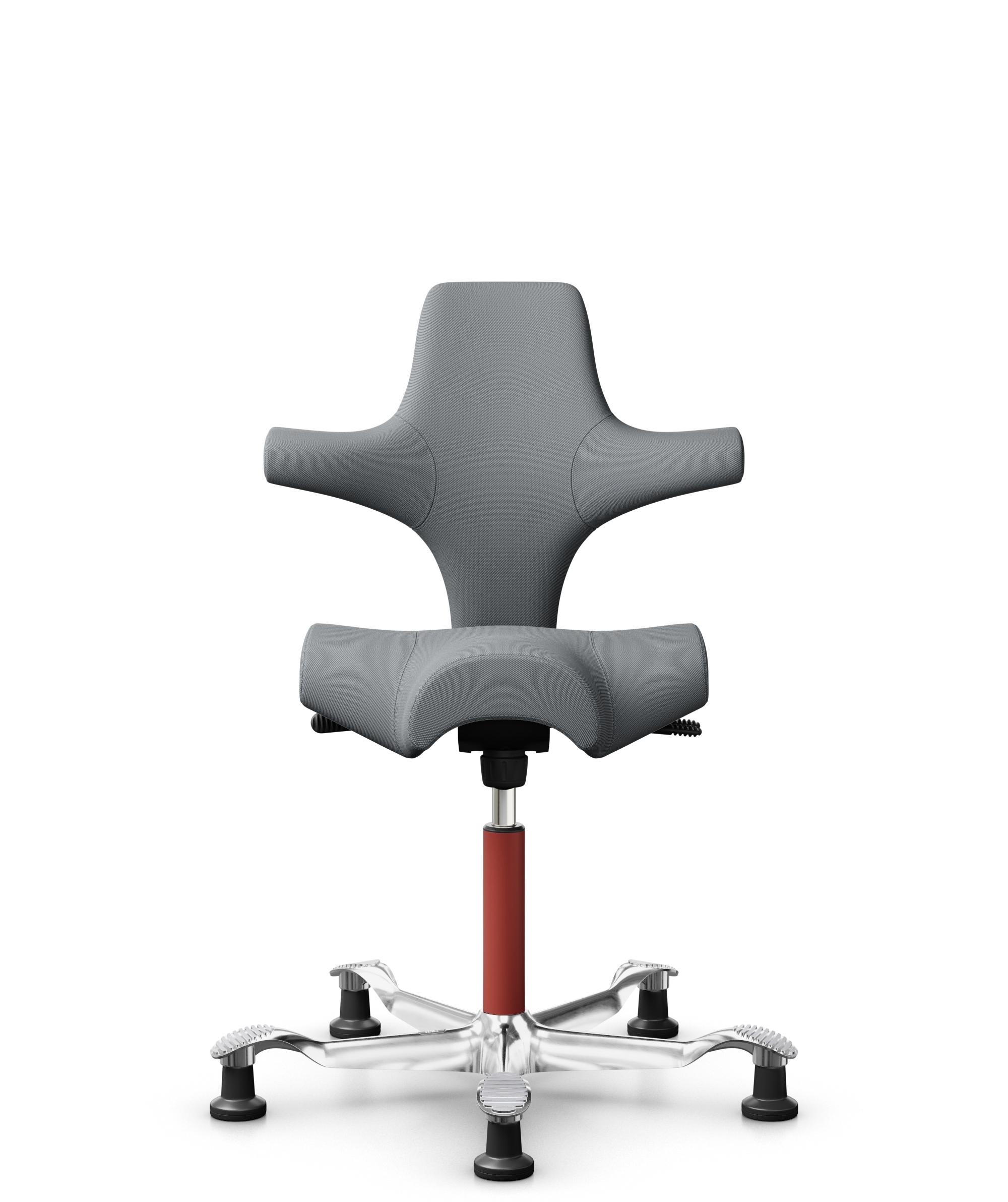 HÅG Capisco 8106 - Steelcut Trio 3 (Kvadrat) - Wol / Polyamide - STT153 - Grey - Framekleur - Blush Rose - Gasveer - 265 mm (Zithoogte 53-79cm) - Vloercontact - Glijdoppen - Voetenring - Nee, geen voetenring - Voetster - Ja, voetster in gepolijst alumi... - 1