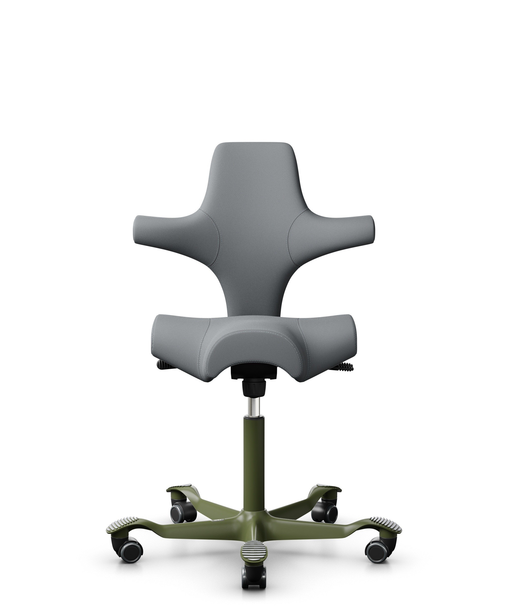 HÅG Capisco 8106 - Steelcut Trio 3 (Kvadrat) - Wol / Polyamide - STT153 - Grey - Framekleur - Moss Grey - Gasveer - 150 mm (Zithoogte 40-55cm) - Vloercontact - Harde wielen t.b.v. zachte vloeren - Voetenring - Nee, geen voetenring - Voetster - Nee, voe... - 1
