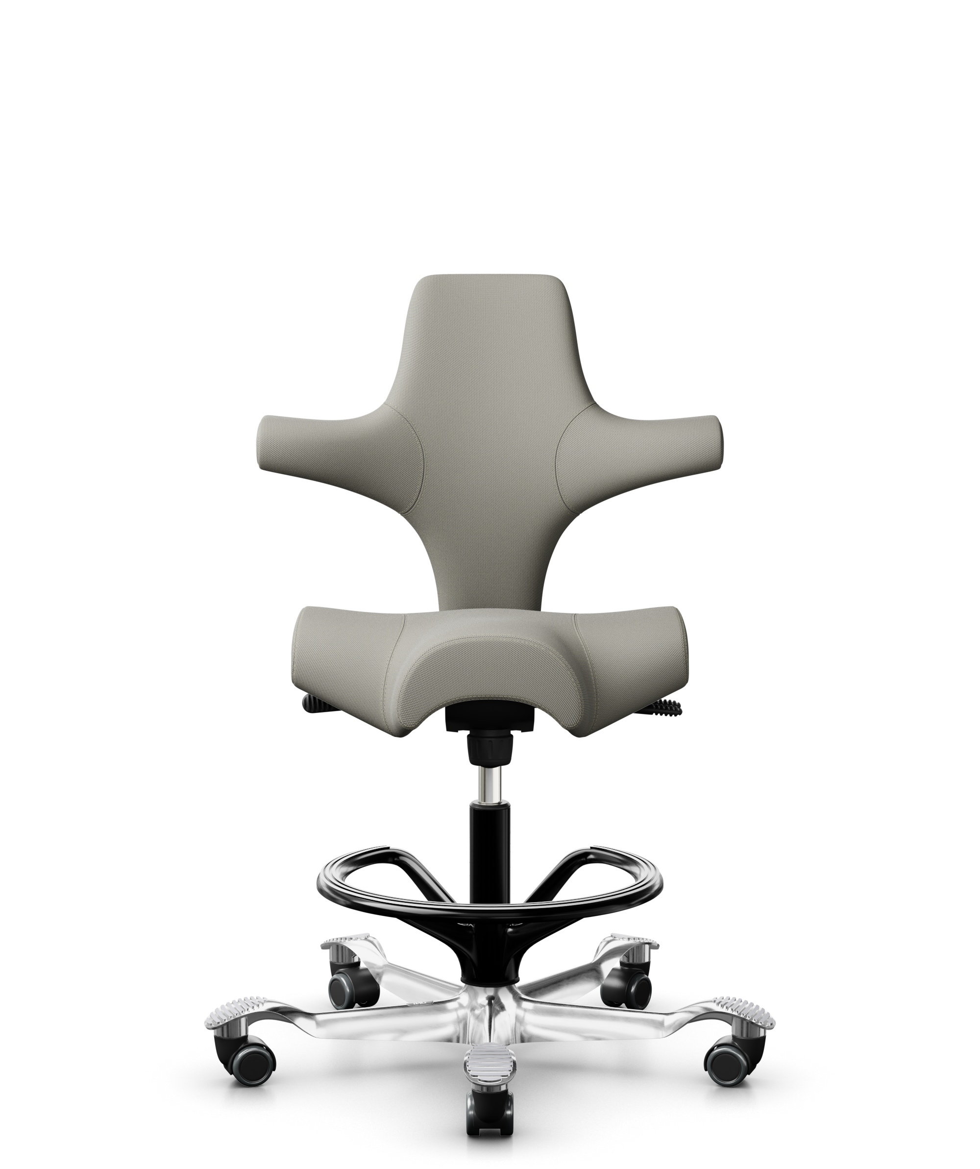 HÅG Capisco 8106 - Steelcut Trio 3 (Kvadrat) - Wol / Polyamide - STT253 - Beige-grey - Framekleur - Zwart - Gasveer - 200 mm (Zithoogte 46-64cm) - Vloercontact - Harde wielen t.b.v. zachte vloeren - Voetenring - Ja, in framekleur - Voetster - Ja, voets... - 1