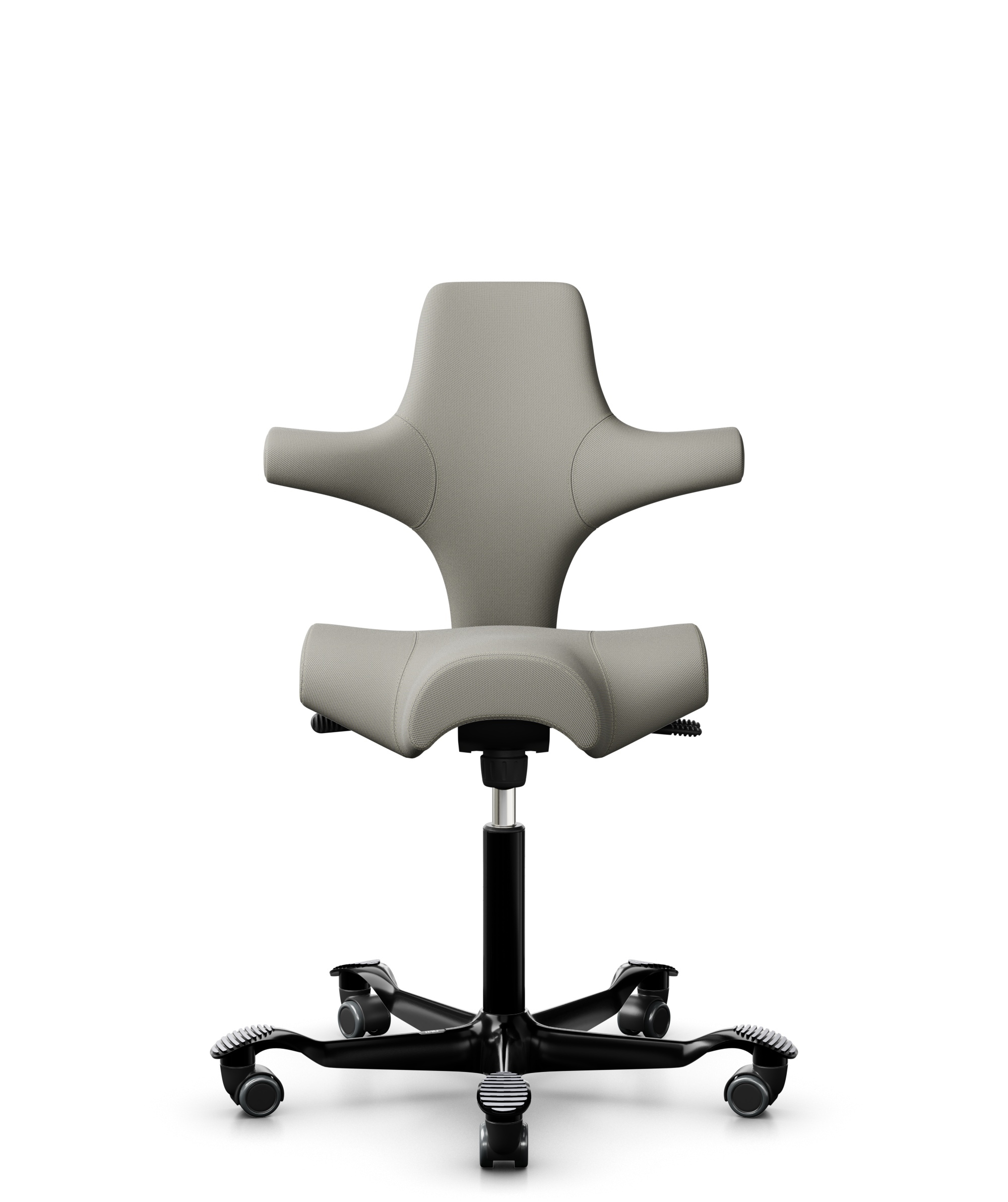 HÅG Capisco 8106 - Steelcut Trio 3 (Kvadrat) - Wol / Polyamide - STT253 - Beige-grey - Framekleur - Zwart - Gasveer - 265 mm (Zithoogte 53-79cm) - Vloercontact - Zachte wielen t.b.v. harde vloeren - Voetenring - Nee, geen voetenring - Voetster - Nee, v... - 1