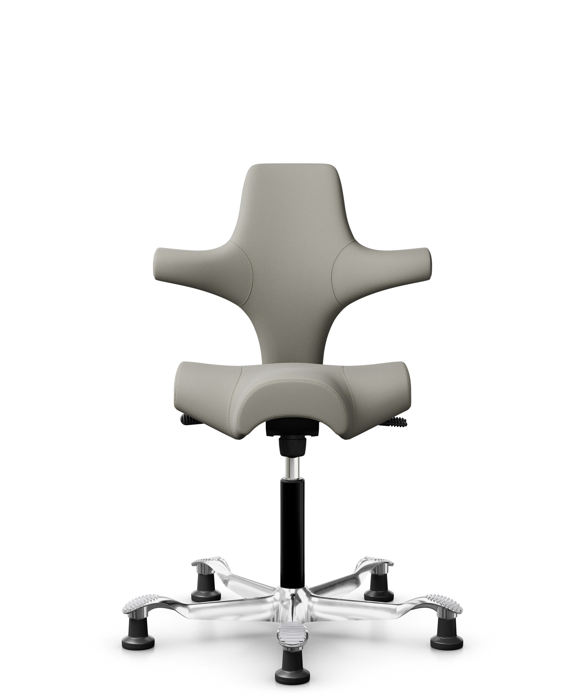 HÅG Capisco 8106 - Steelcut Trio 3 (Kvadrat) - Wol / Polyamide - STT253 - Beige-grey - Framekleur - Zwart - Gasveer - 265 mm (Zithoogte 53-79cm) - Vloercontact - Glijdoppen - Voetenring - Nee, geen voetenring - Voetster - Ja, voetster in gepolijst alum... - 1