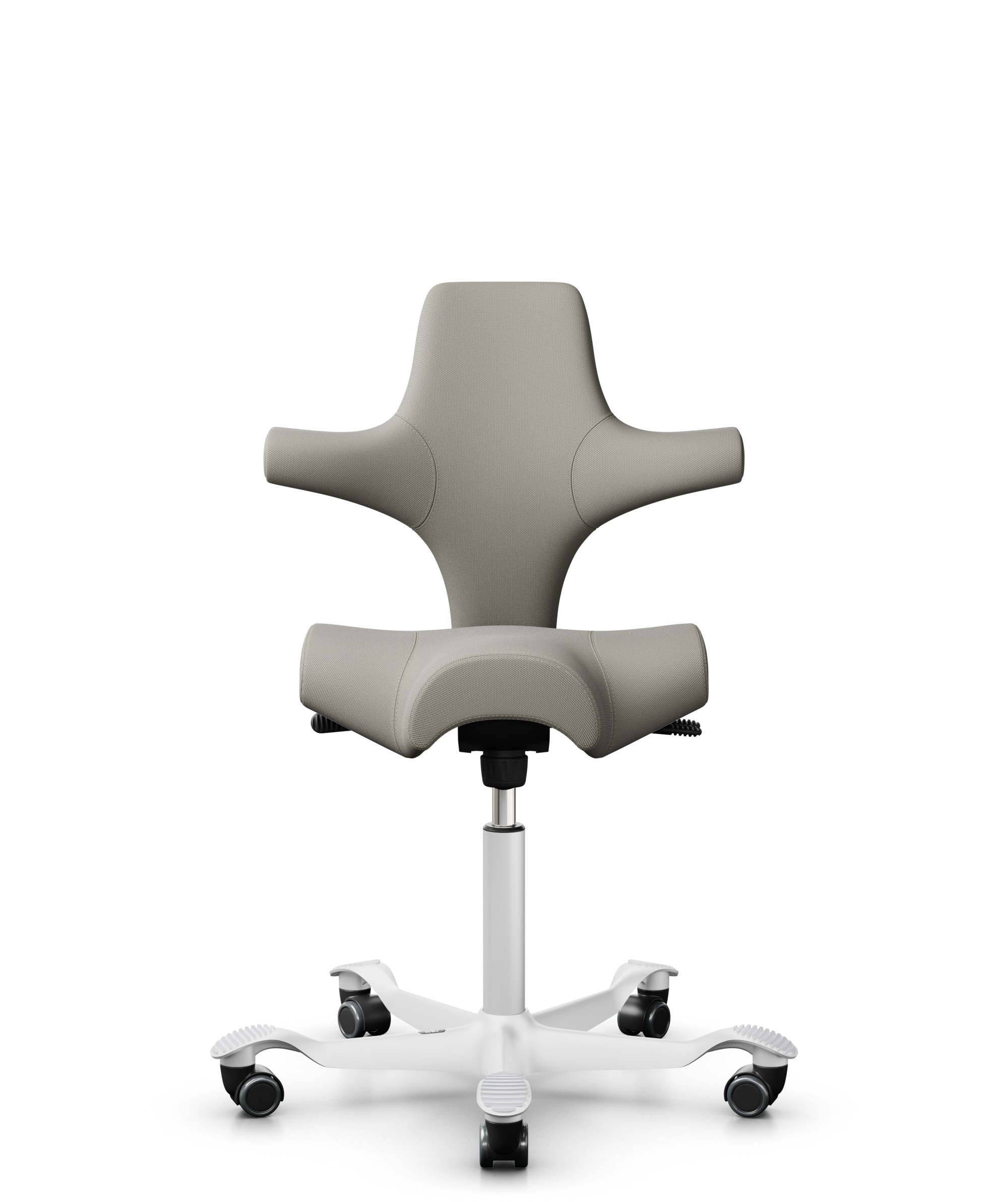 HÅG Capisco 8106 - Steelcut Trio 3 (Kvadrat) - Wol / Polyamide - STT253 - Beige-grey - Framekleur - Wit - Gasveer - 150 mm (Zithoogte 40-55cm) - Vloercontact - Harde wielen t.b.v. zachte vloeren - Voetenring - Nee, geen voetenring - Voetster - Nee, voe... - 1