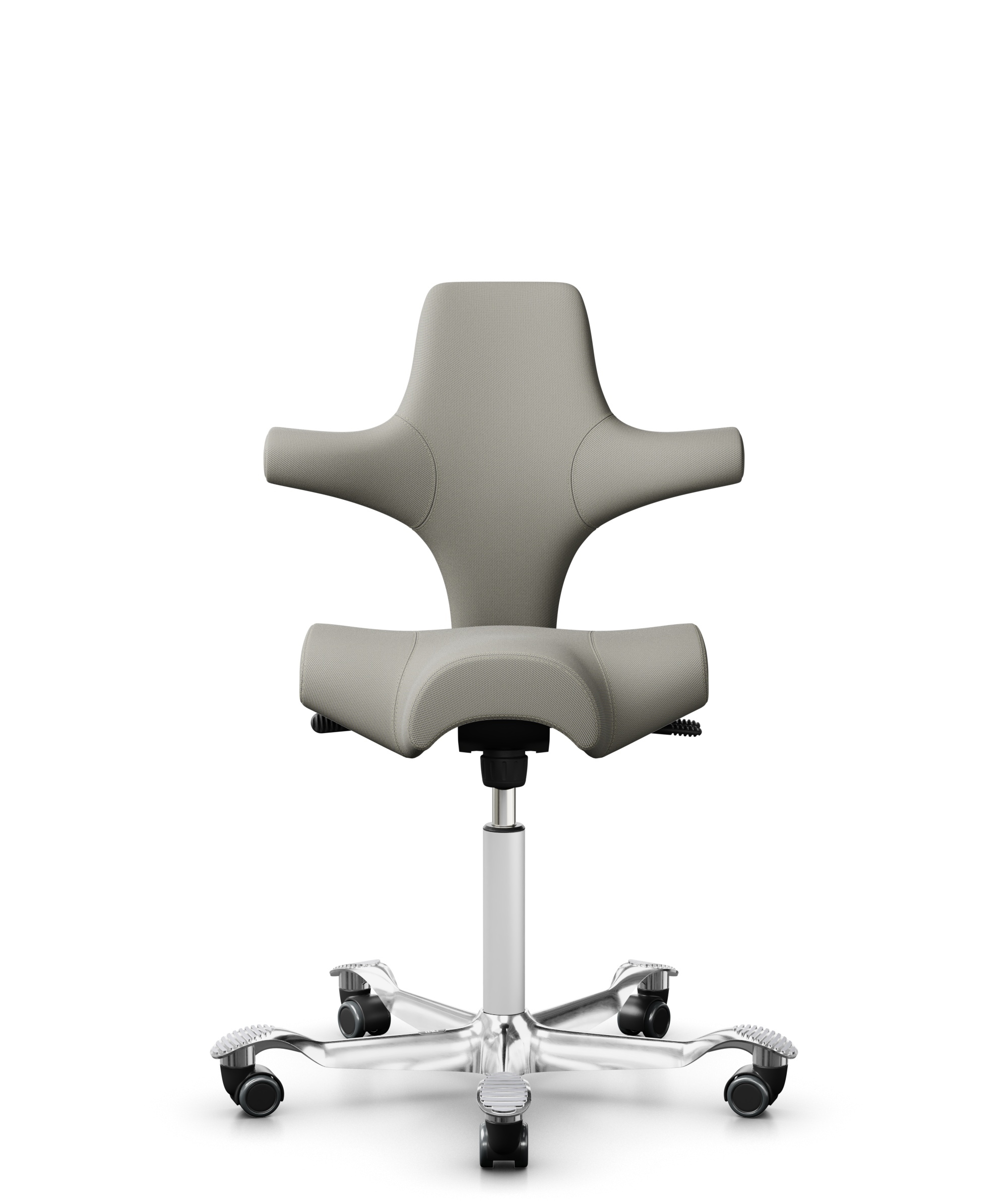 HÅG Capisco 8106 - Steelcut Trio 3 (Kvadrat) - Wol / Polyamide - STT253 - Beige-grey - Framekleur - Wit - Gasveer - 150 mm (Zithoogte 40-55cm) - Vloercontact - Harde wielen t.b.v. zachte vloeren - Voetenring - Nee, geen voetenring - Voetster - Ja, voet... - 1