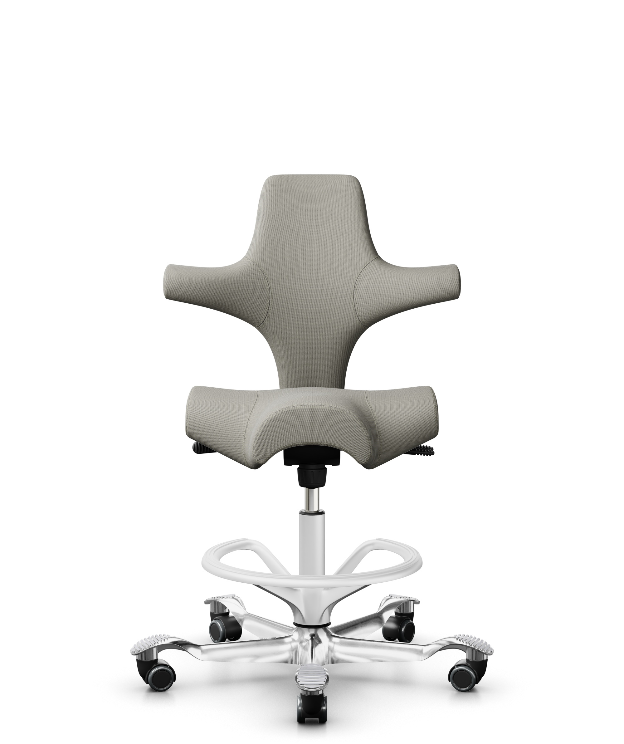 HÅG Capisco 8106 - Steelcut Trio 3 (Kvadrat) - Wol / Polyamide - STT253 - Beige-grey - Framekleur - Wit - Gasveer - 200 mm (Zithoogte 46-64cm) - Vloercontact - Zachte wielen t.b.v. harde vloeren - Voetenring - Ja, in framekleur - Voetster - Ja, voetste... - 1