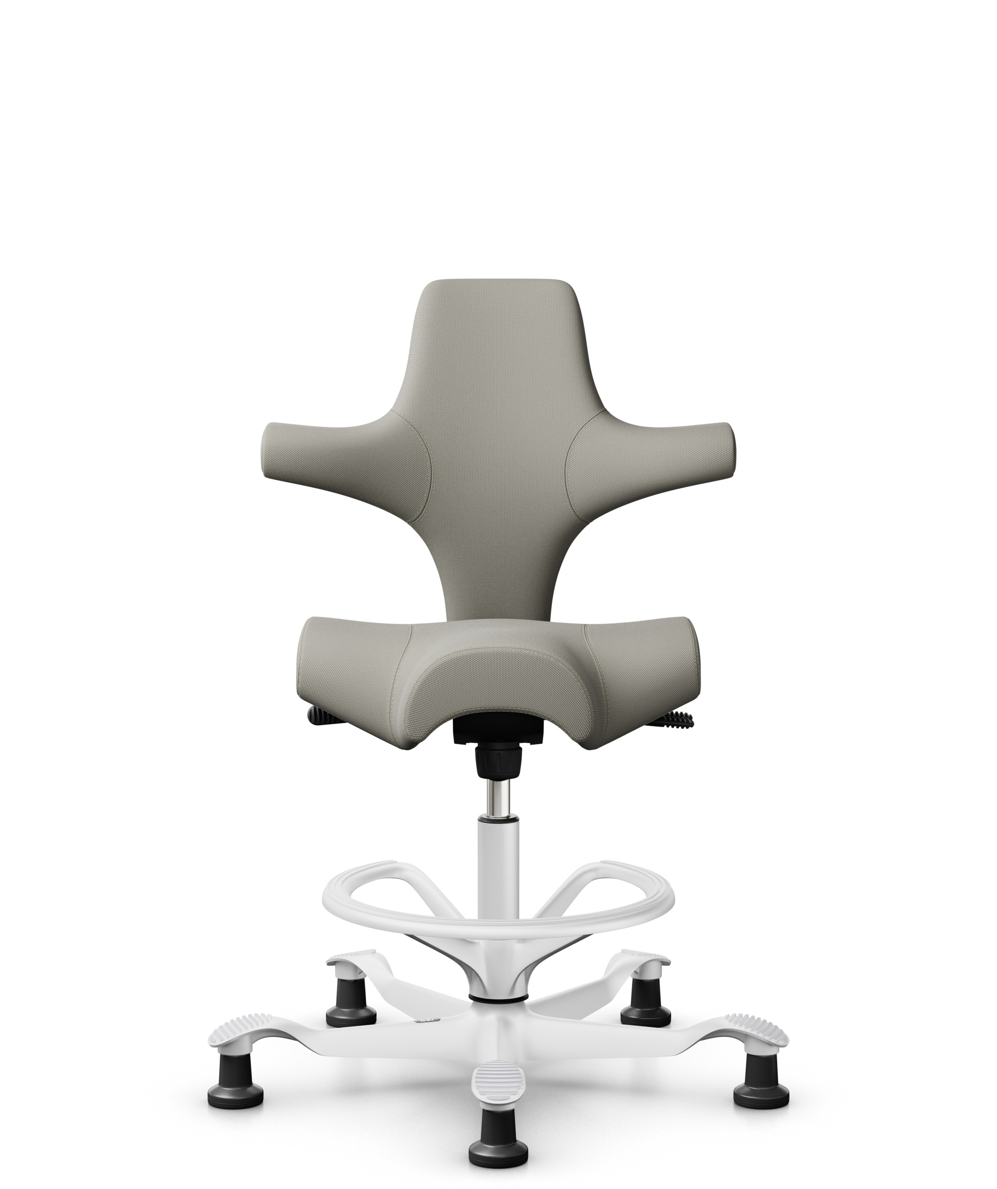 HÅG Capisco 8106 - Steelcut Trio 3 (Kvadrat) - Wol / Polyamide - STT253 - Beige-grey - Framekleur - Wit - Gasveer - 265 mm (Zithoogte 53-79cm) - Vloercontact - Glijdoppen - Voetenring - Ja, in framekleur - Voetster - Nee, voetster in framekleur - 1