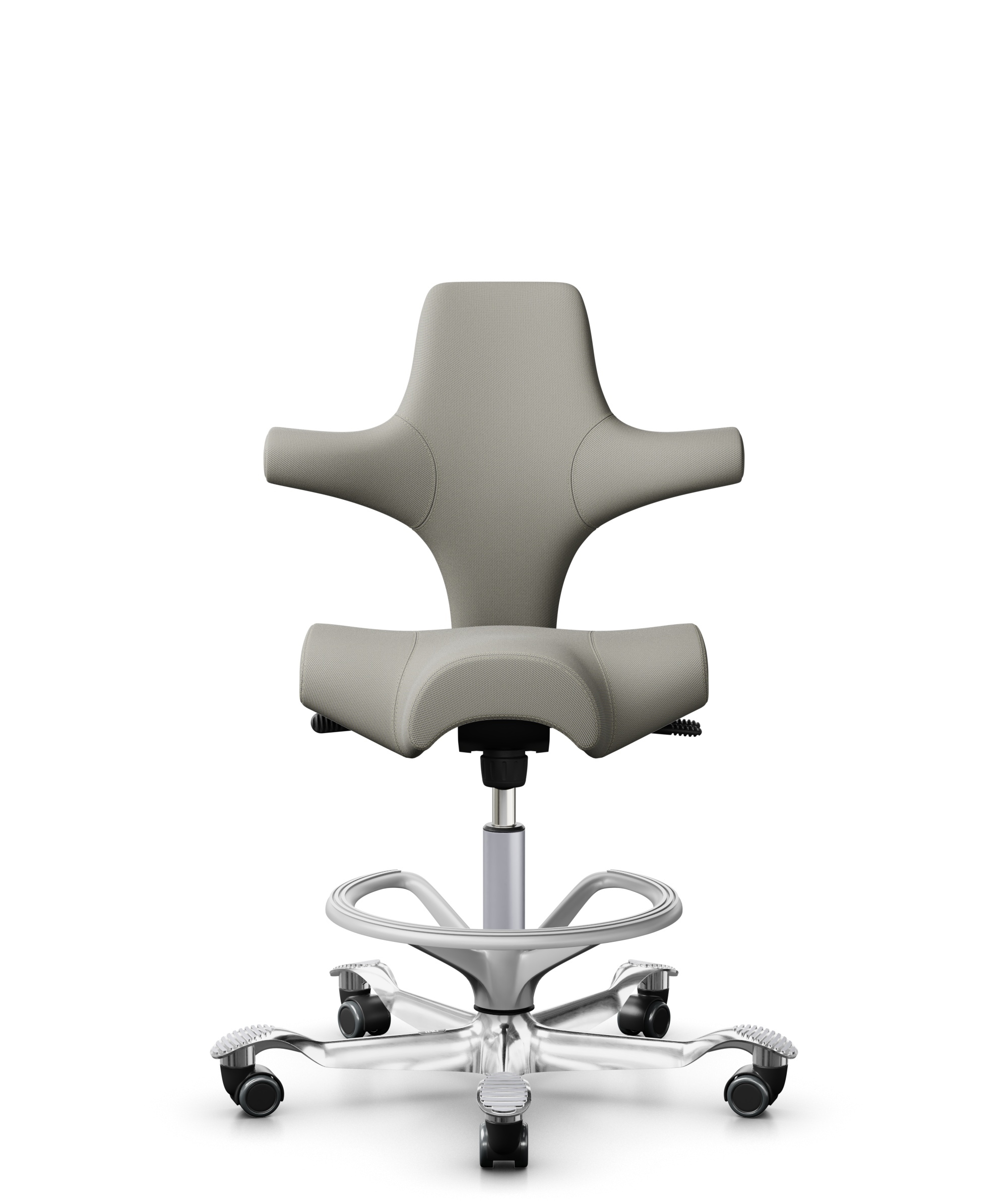 HÅG Capisco 8106 - Steelcut Trio 3 (Kvadrat) - Wol / Polyamide - STT253 - Beige-grey - Framekleur - Zilver - Gasveer - 200 mm (Zithoogte 46-64cm) - Vloercontact - Harde wielen t.b.v. zachte vloeren - Voetenring - Ja, in framekleur - Voetster - Ja, voet... - 1