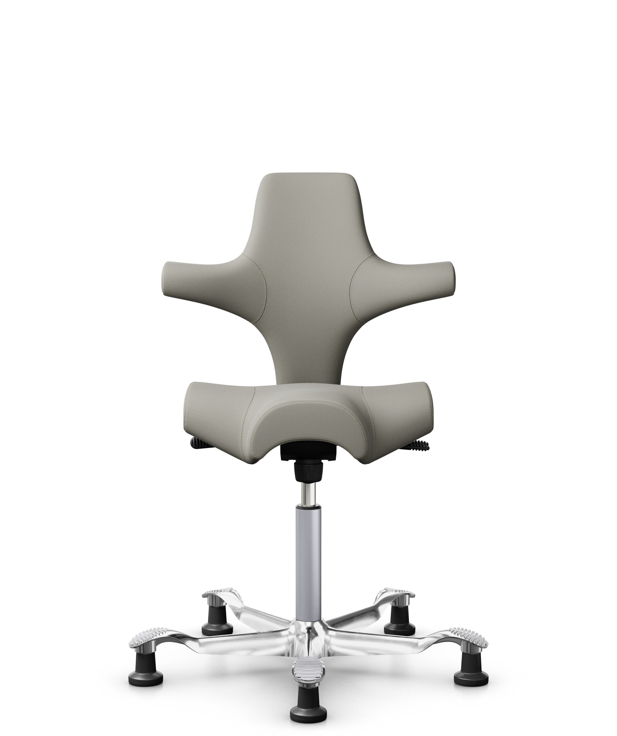 HÅG Capisco 8106 - Steelcut Trio 3 (Kvadrat) - Wol / Polyamide - STT253 - Beige-grey - Framekleur - Zilver - Gasveer - 200 mm (Zithoogte 46-64cm) - Vloercontact - Glijdoppen - Voetenring - Nee, geen voetenring - Voetster - Ja, voetster in gepolijst alu... - 1