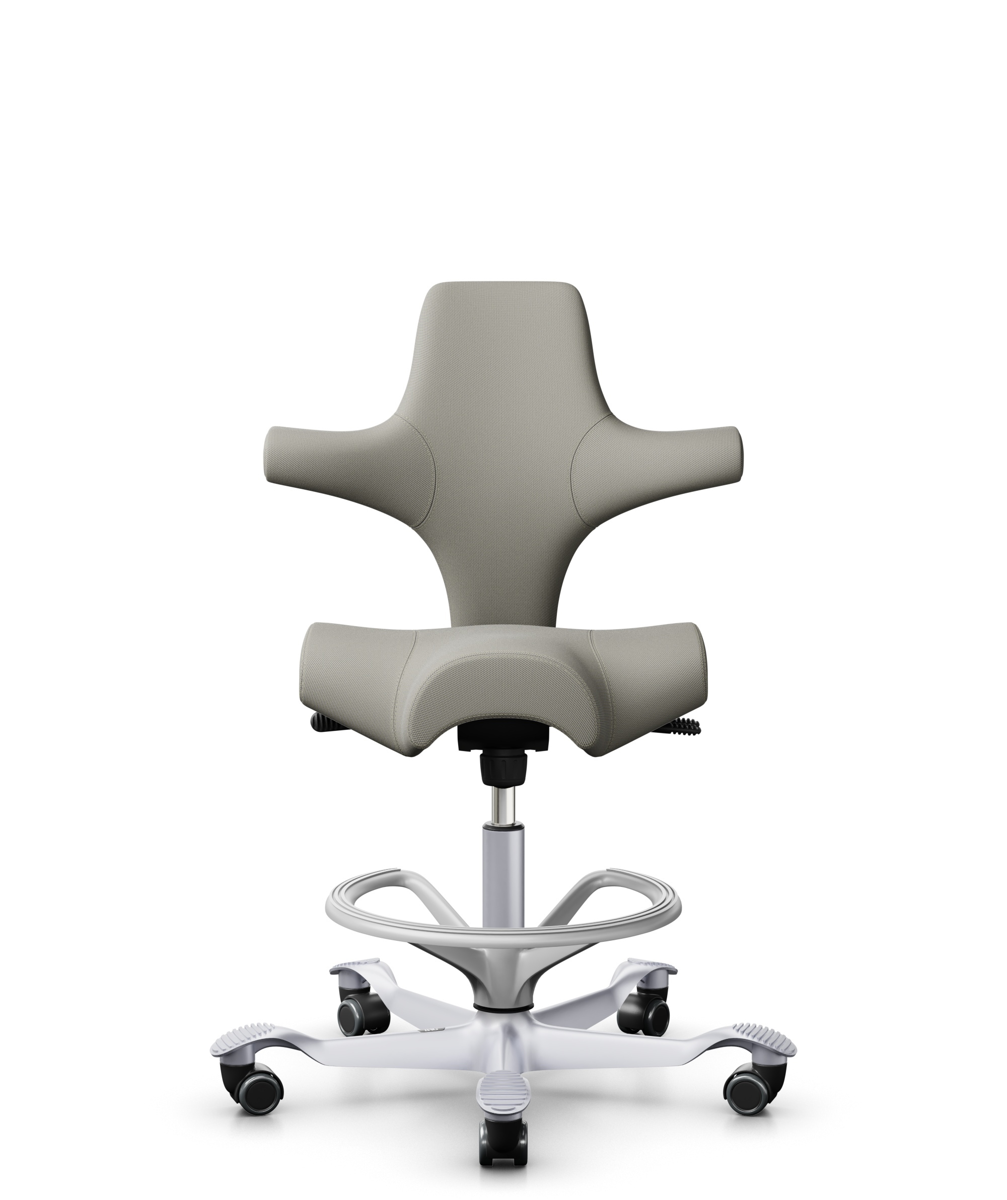 HÅG Capisco 8106 - Steelcut Trio 3 (Kvadrat) - Wol / Polyamide - STT253 - Beige-grey - Framekleur - Zilver - Gasveer - 265 mm (Zithoogte 53-79cm) - Vloercontact - Zachte wielen t.b.v. harde vloeren - Voetenring - Ja, in framekleur - Voetster - Nee, voe... - 1