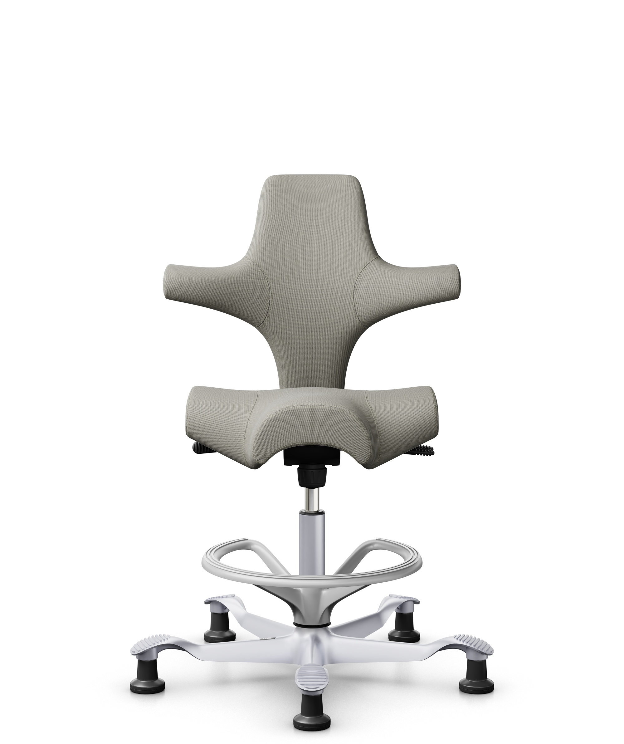 HÅG Capisco 8106 - Steelcut Trio 3 (Kvadrat) - Wol / Polyamide - STT253 - Beige-grey - Framekleur - Zilver - Gasveer - 265 mm (Zithoogte 53-79cm) - Vloercontact - Glijdoppen - Voetenring - Ja, in framekleur - Voetster - Nee, voetster in framekleur - 1