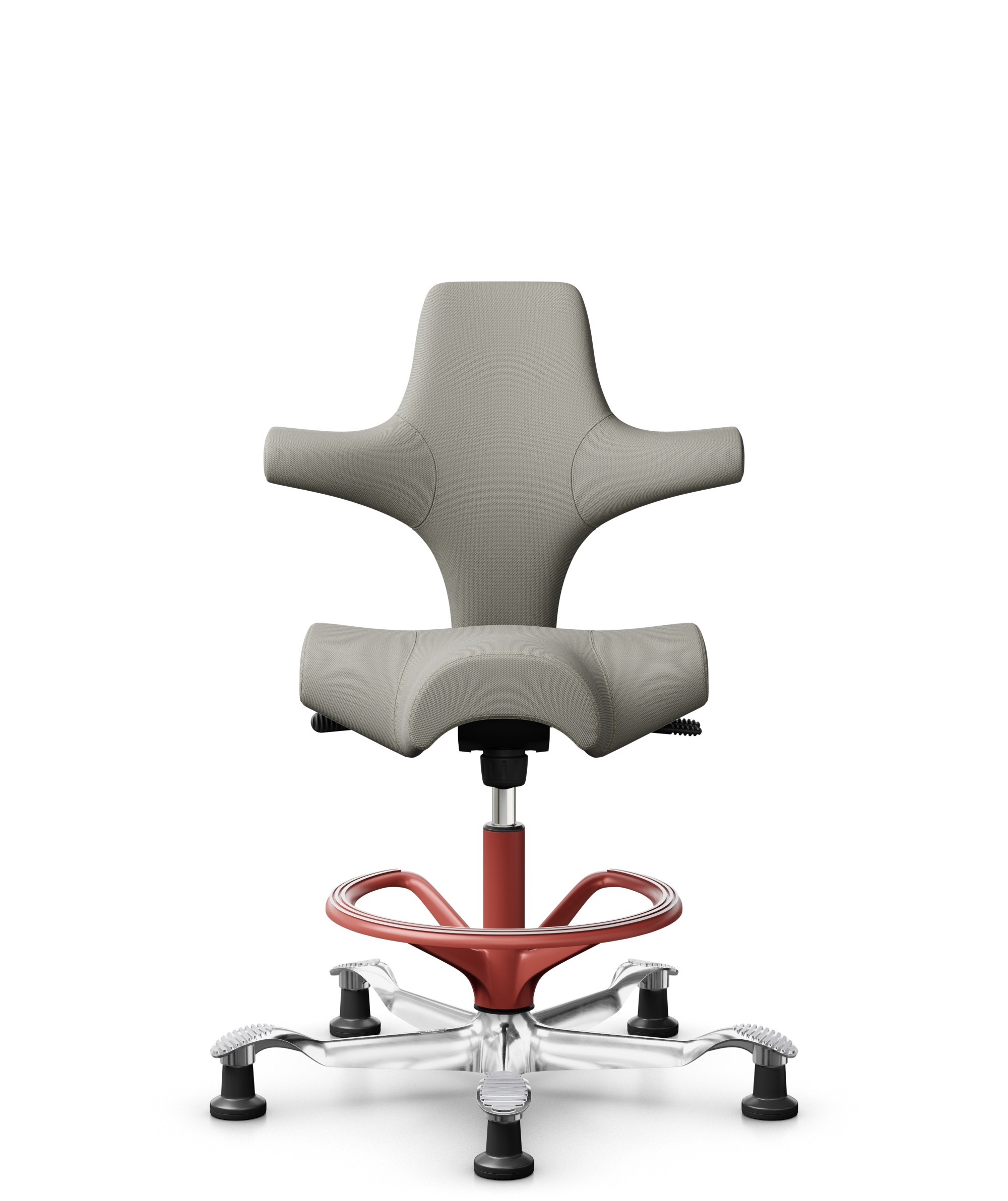 HÅG Capisco 8106 - Steelcut Trio 3 (Kvadrat) - Wol / Polyamide - STT253 - Beige-grey - Framekleur - Blush Rose - Gasveer - 200 mm (Zithoogte 46-64cm) - Vloercontact - Glijdoppen - Voetenring - Ja, in framekleur - Voetster - Ja, voetster in gepolijst al... - 1