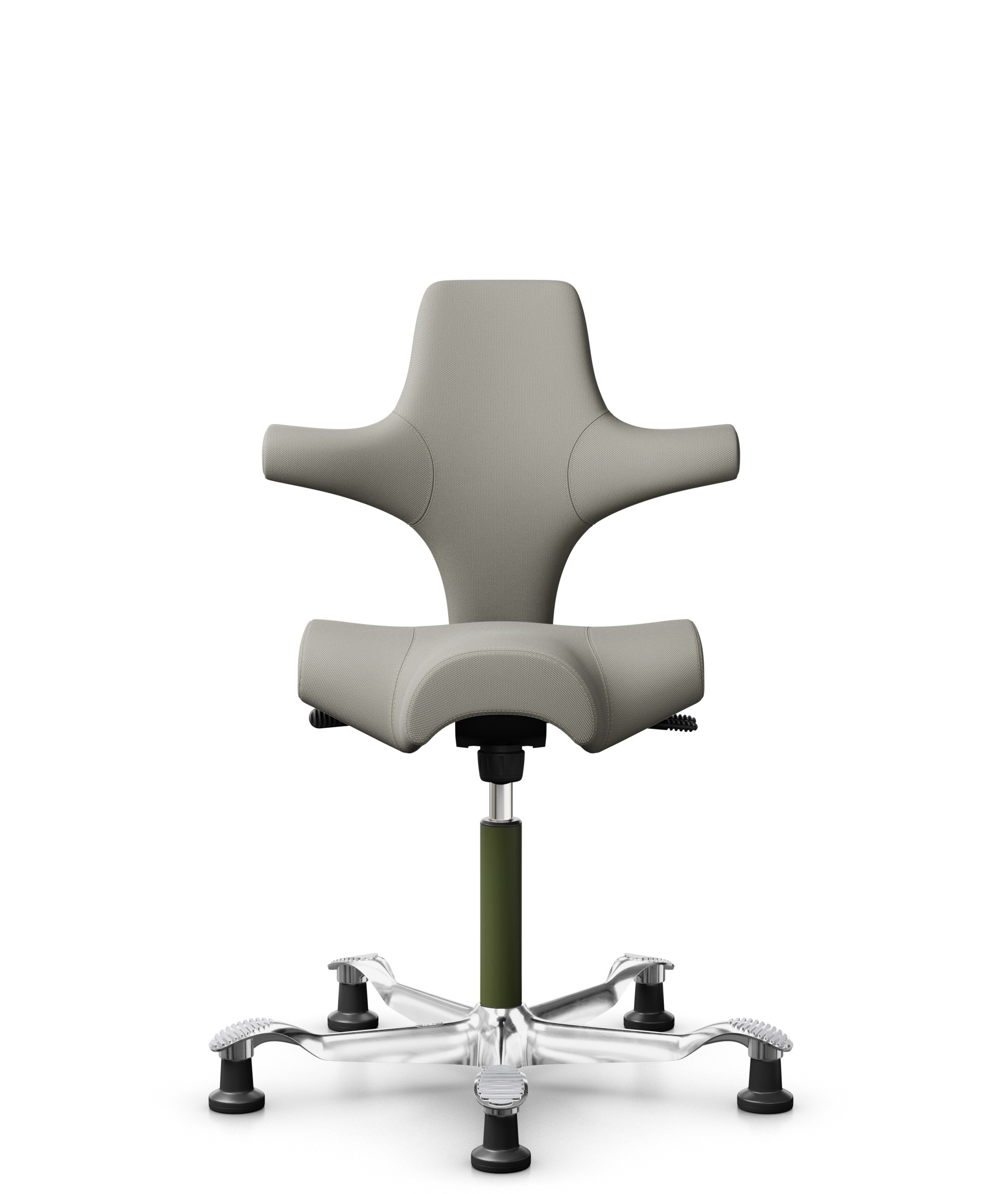 HÅG Capisco 8106 - Steelcut Trio 3 (Kvadrat) - Wol / Polyamide - STT253 - Beige-grey - Framekleur - Moss Grey - Gasveer - 200 mm (Zithoogte 46-64cm) - Vloercontact - Glijdoppen - Voetenring - Nee, geen voetenring - Voetster - Ja, voetster in gepolijst ... - 1