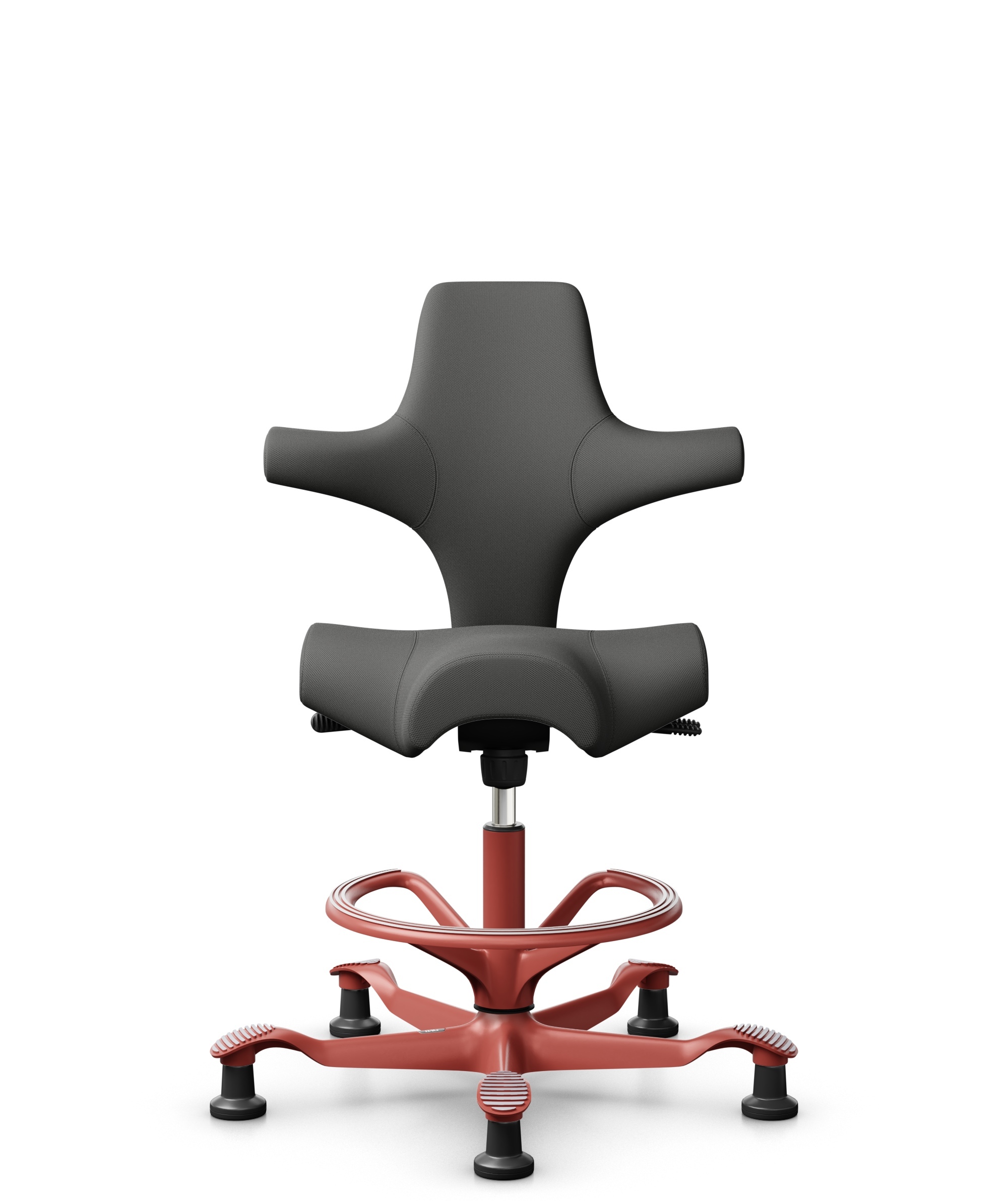 HÅG Capisco 8106 - Steelcut Trio 3 (Kvadrat) - Wol / Polyamide - STT383 - Charcoal - Framekleur - Blush Rose - Gasveer - 200 mm (Zithoogte 46-64cm) - Vloercontact - Glijdoppen - Voetenring - Ja, in framekleur - Voetster - Nee, voetster in framekleur - 1