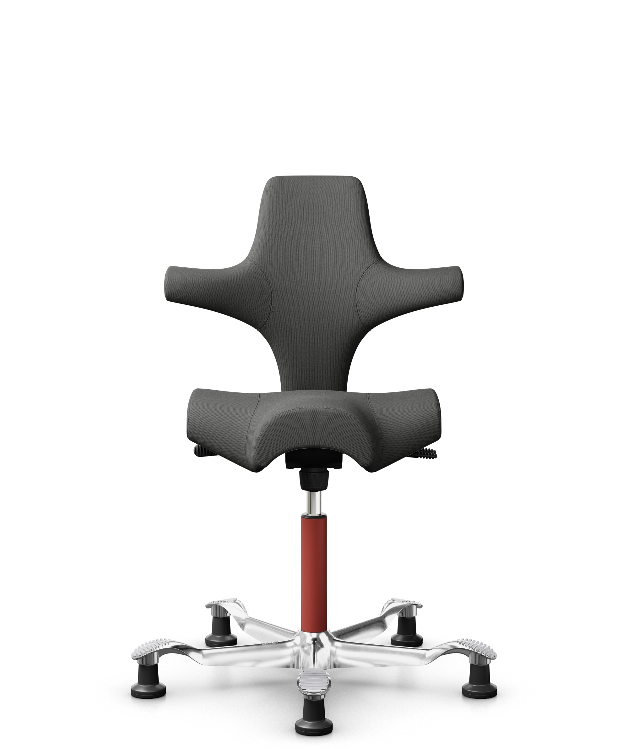HÅG Capisco 8106 - Steelcut Trio 3 (Kvadrat) - Wol / Polyamide - STT383 - Charcoal - Framekleur - Blush Rose - Gasveer - 265 mm (Zithoogte 53-79cm) - Vloercontact - Glijdoppen - Voetenring - Nee, geen voetenring - Voetster - Ja, voetster in gepolijst a... - 1