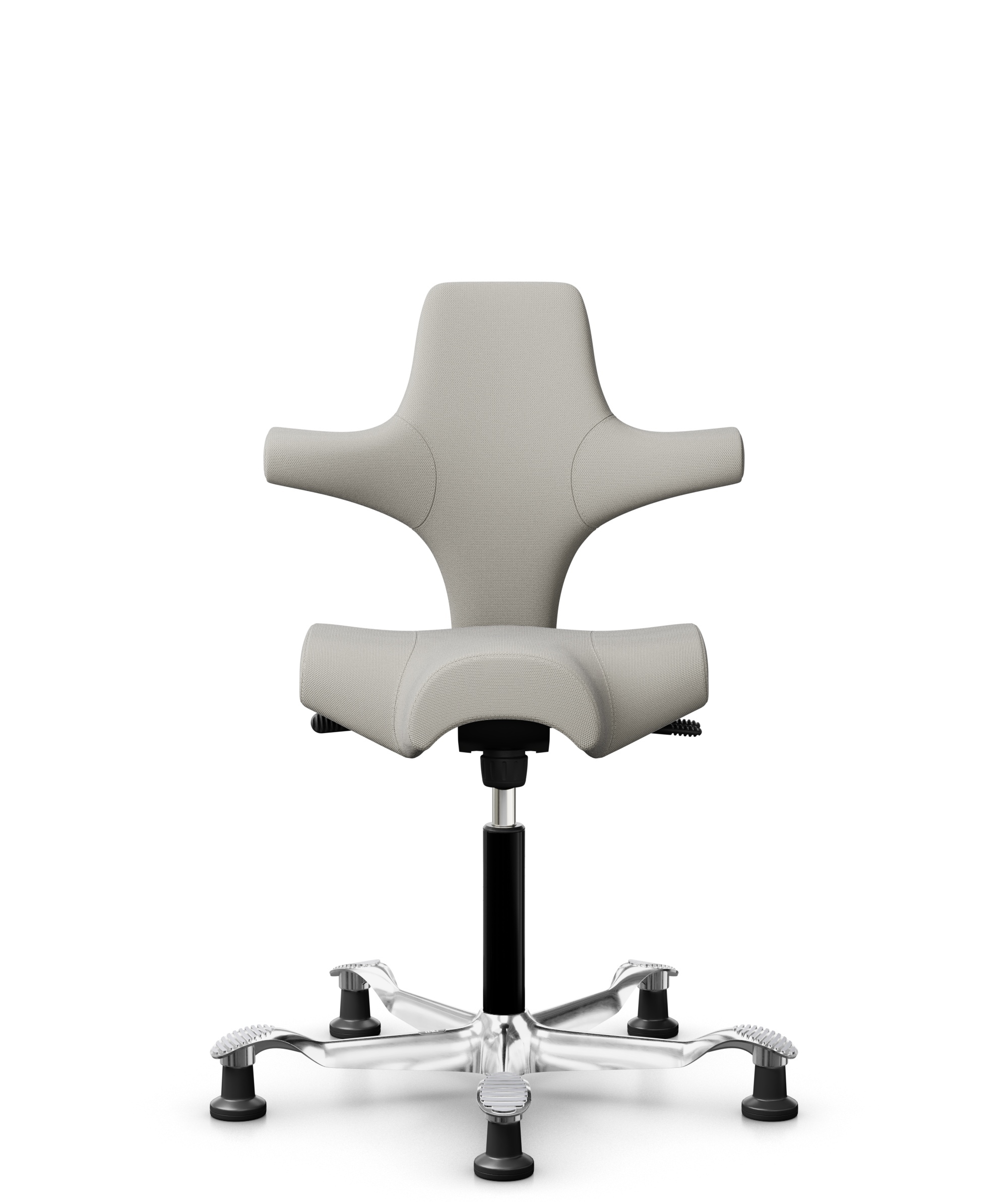 HÅG Capisco 8106 - Steelcut Trio 3 (Kvadrat) - Wol / Polyamide - STT213 - Light beige - Framekleur - Zwart - Gasveer - 150 mm (Zithoogte 40-55cm) - Vloercontact - Glijdoppen - Voetenring - Nee, geen voetenring - Voetster - Ja, voetster in gepolijst alu... - 1
