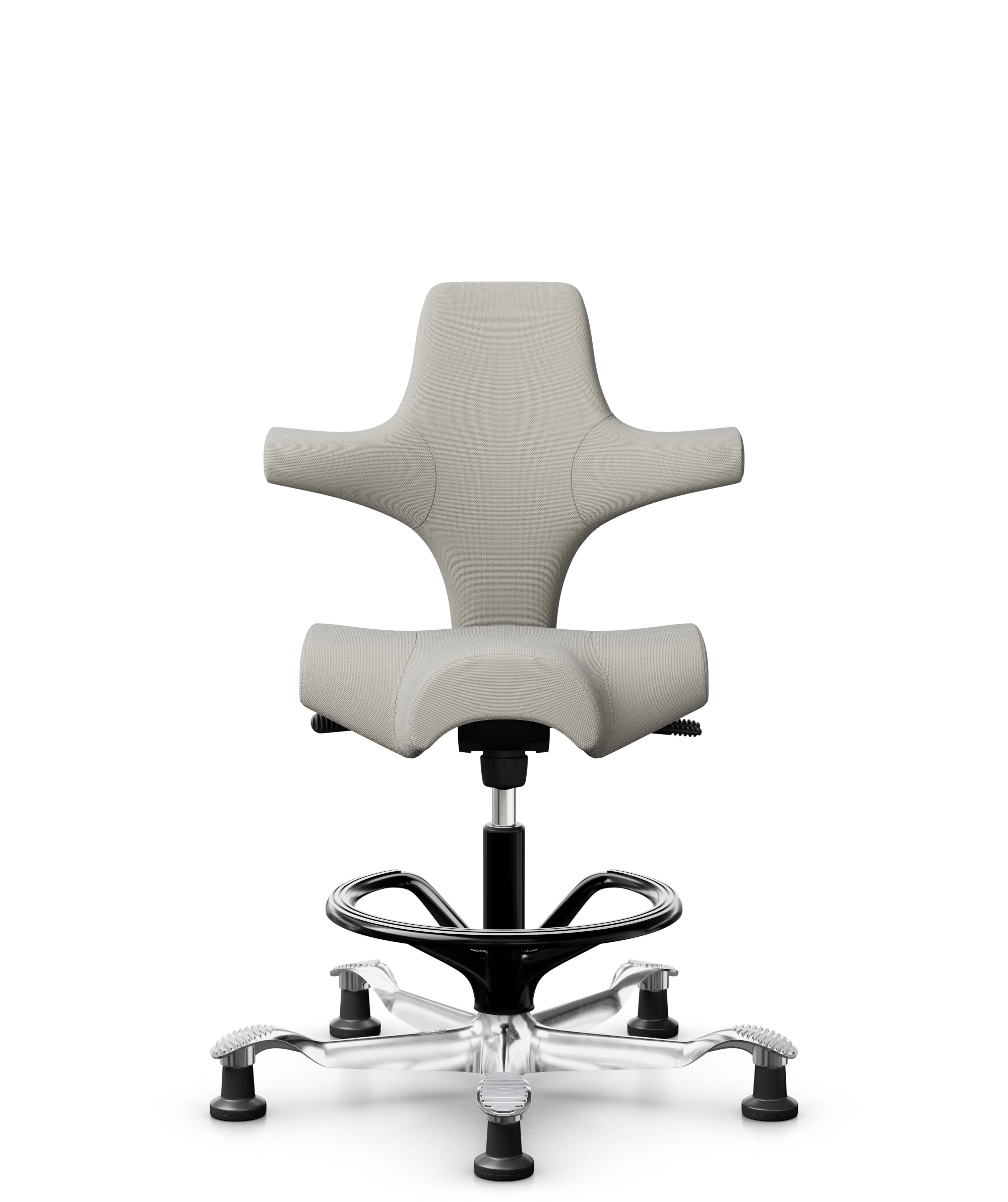 HÅG Capisco 8106 - Steelcut Trio 3 (Kvadrat) - Wol / Polyamide - STT213 - Light beige - Framekleur - Zwart - Gasveer - 200 mm (Zithoogte 46-64cm) - Vloercontact - Glijdoppen - Voetenring - Ja, in framekleur - Voetster - Ja, voetster in gepolijst aluminium - 1