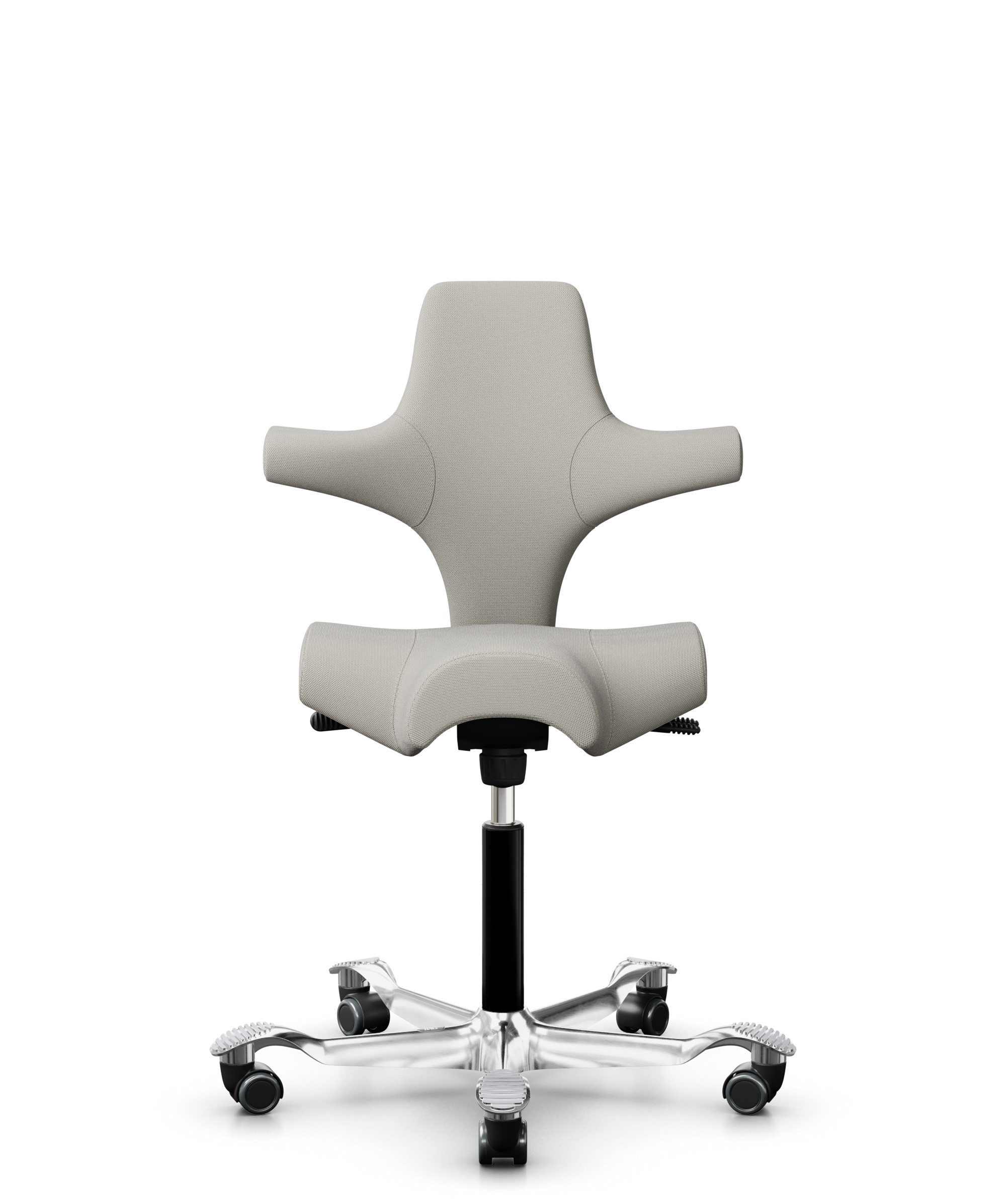 HÅG Capisco 8106 - Steelcut Trio 3 (Kvadrat) - Wol / Polyamide - STT213 - Light beige - Framekleur - Zwart - Gasveer - 265 mm (Zithoogte 53-79cm) - Vloercontact - Harde wielen t.b.v. zachte vloeren - Voetenring - Nee, geen voetenring - Voetster - Ja, v... - 1